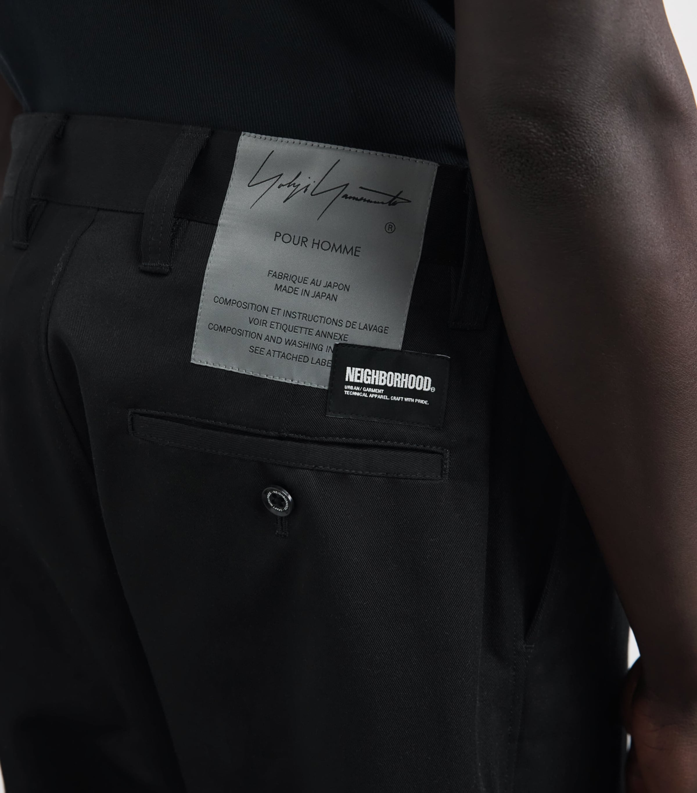 Yohji Yamamoto Mens x Neighborhood Pleated Tuck Work Trousers Black Image 3