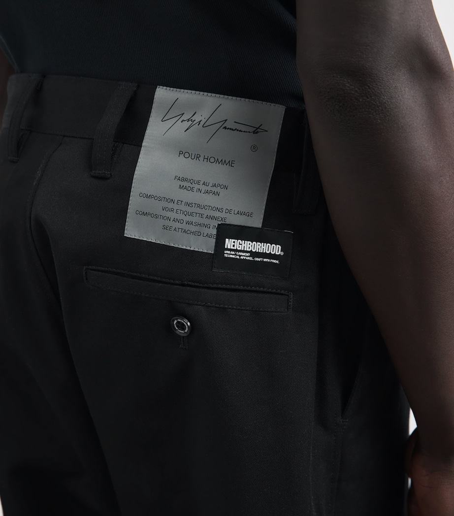Yohji Yamamoto Mens x Neighborhood Pleated Tuck Work Trousers Black Image 3