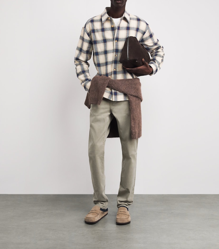 FRAME Mens Cotton-Blend Check Overshirt Cream/navy Plaid Image 2