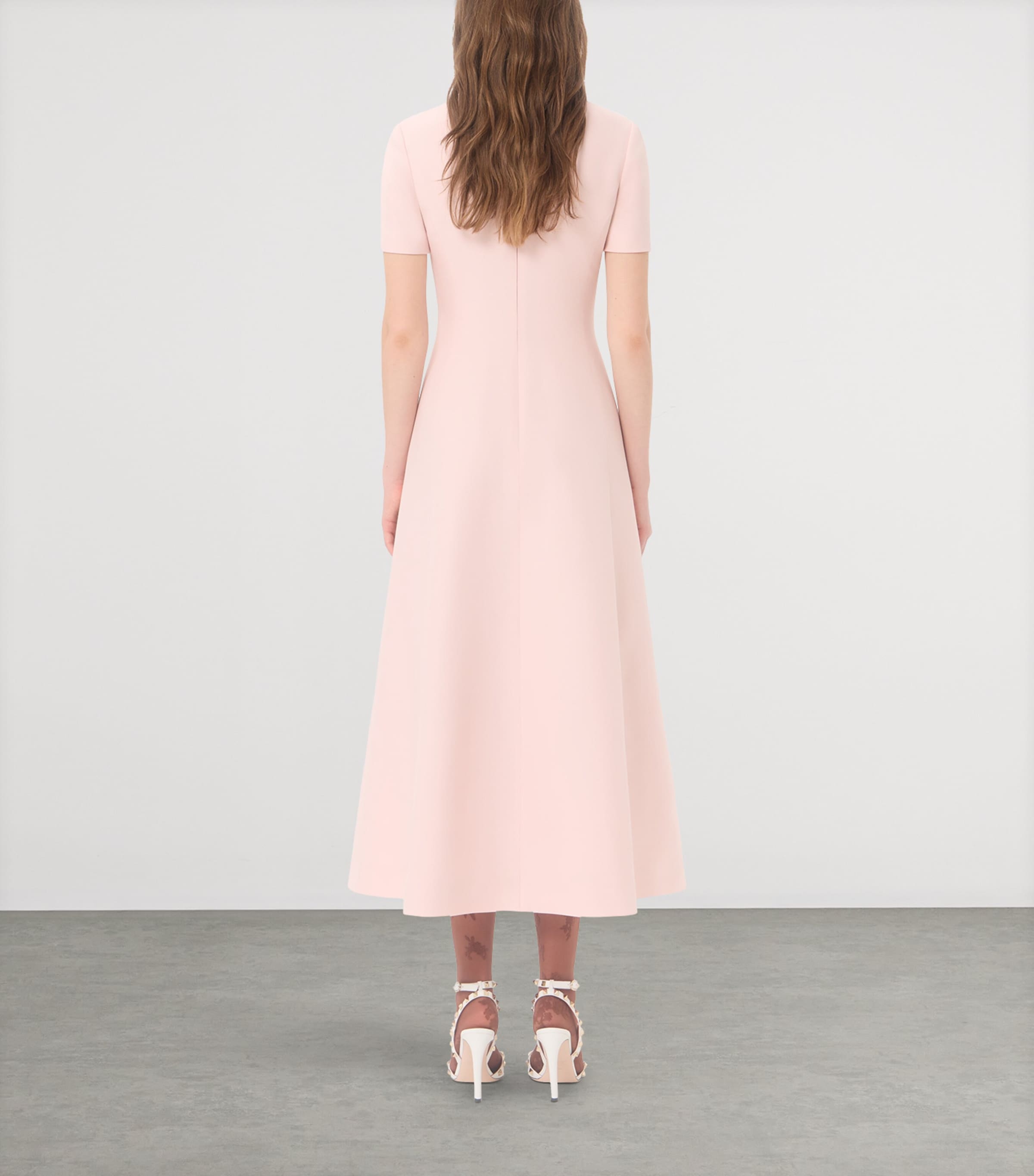 Valentino Womens Wool-Silk Crepe Embellished Midi Dress Image 5