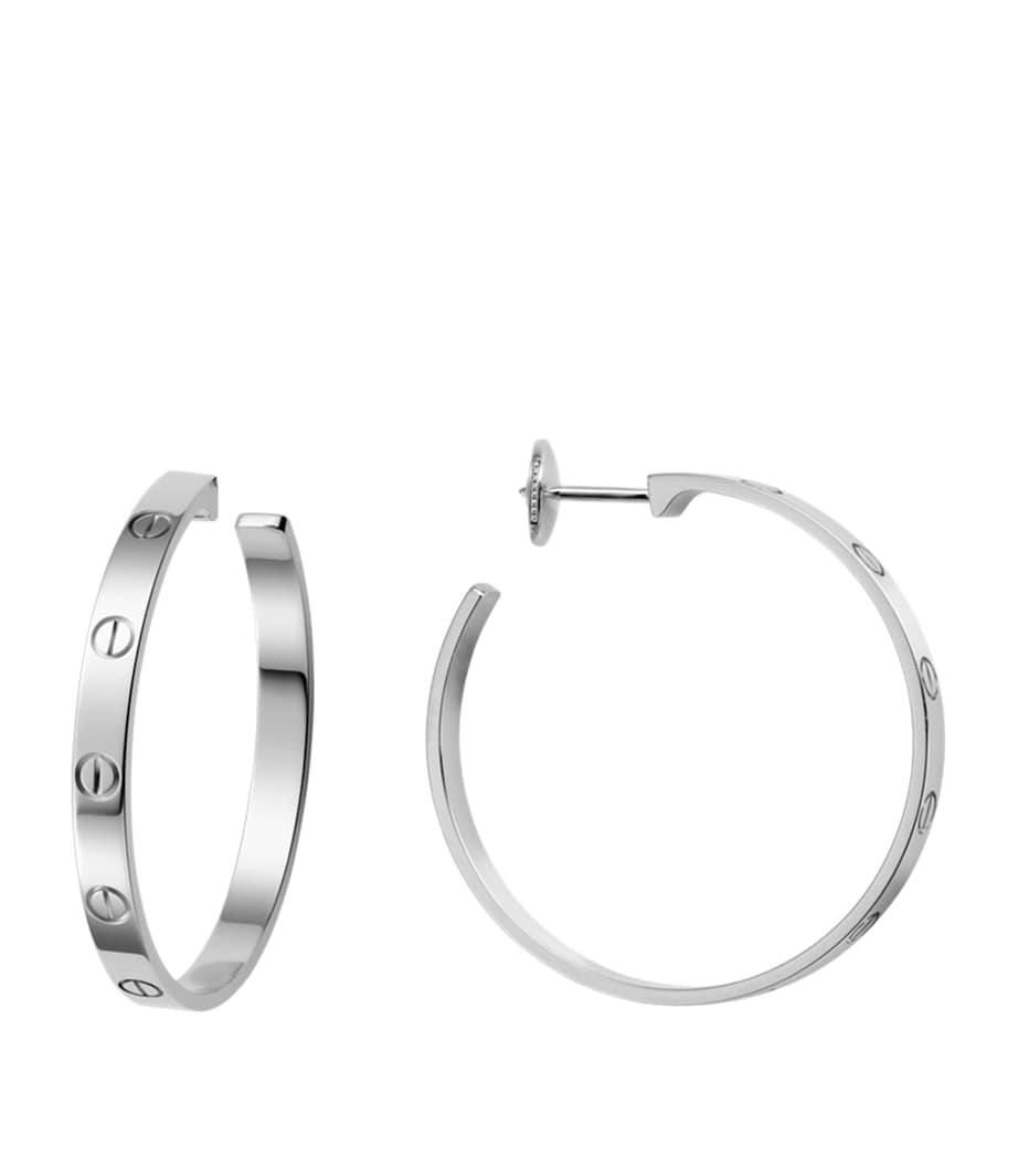 White Gold LOVE Hoop Earrings WHITE GOLD Image 5