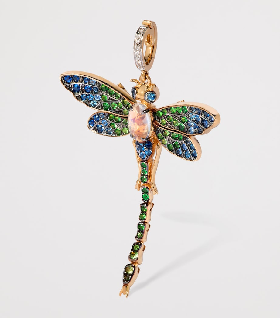 Yellow Gold, Diamond, Sapphire, Tsavorite and Moonstone Mythology Dragonfly Pendant YELLOW GOLD Image 3