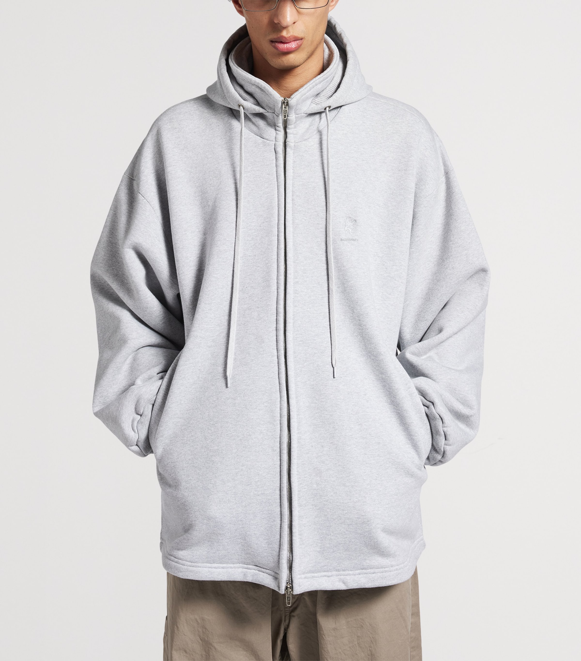 Balenciaga Mens Stretch-Cotton Fleece Oversized Hoodie Image 6