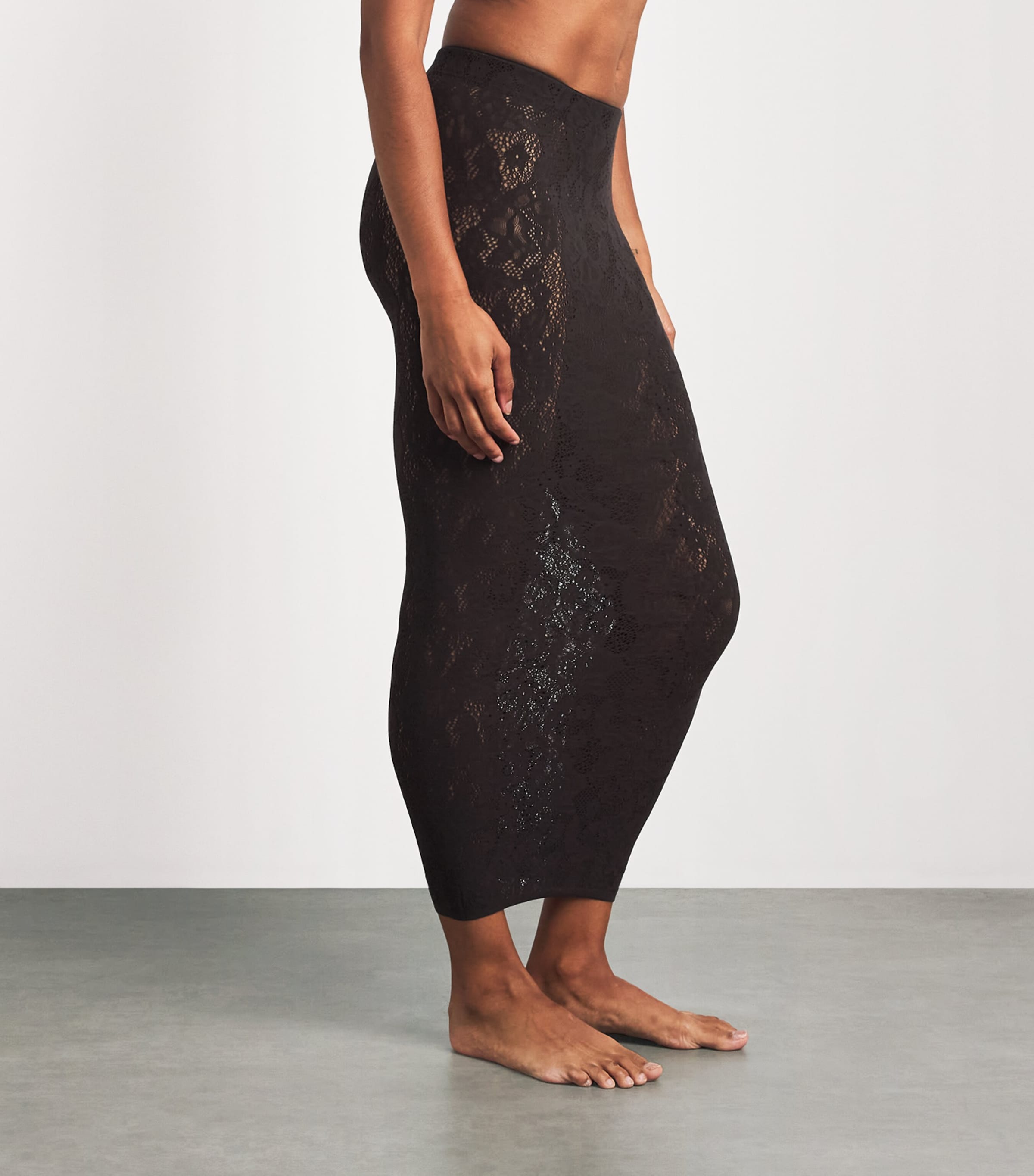 Wolford Womens Infinite Rose Net Skirt Dark Wood Image 2