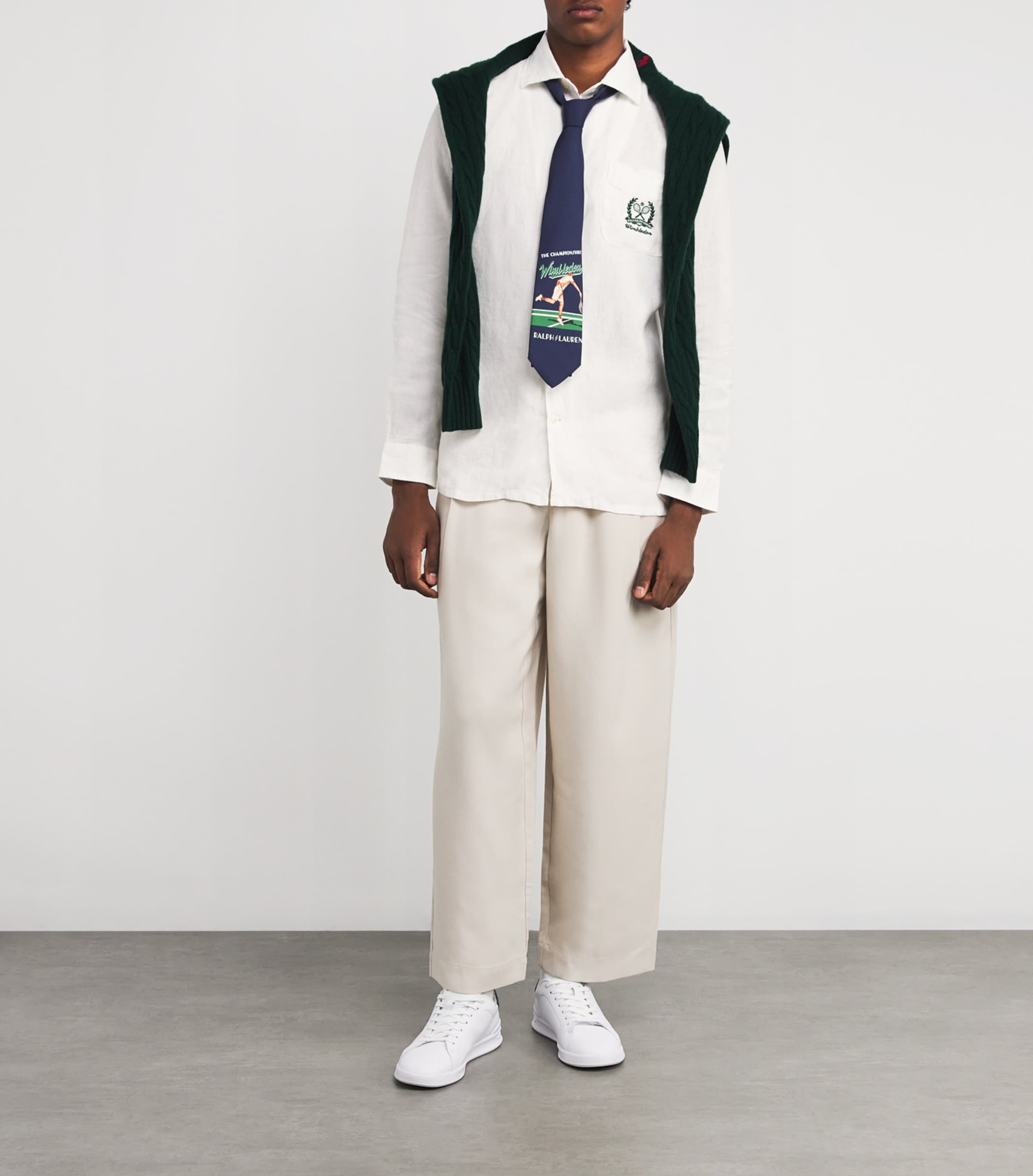 Polo Ralph Lauren Mens x Wimbledon Linen Logo Crest Shirt White Image 2