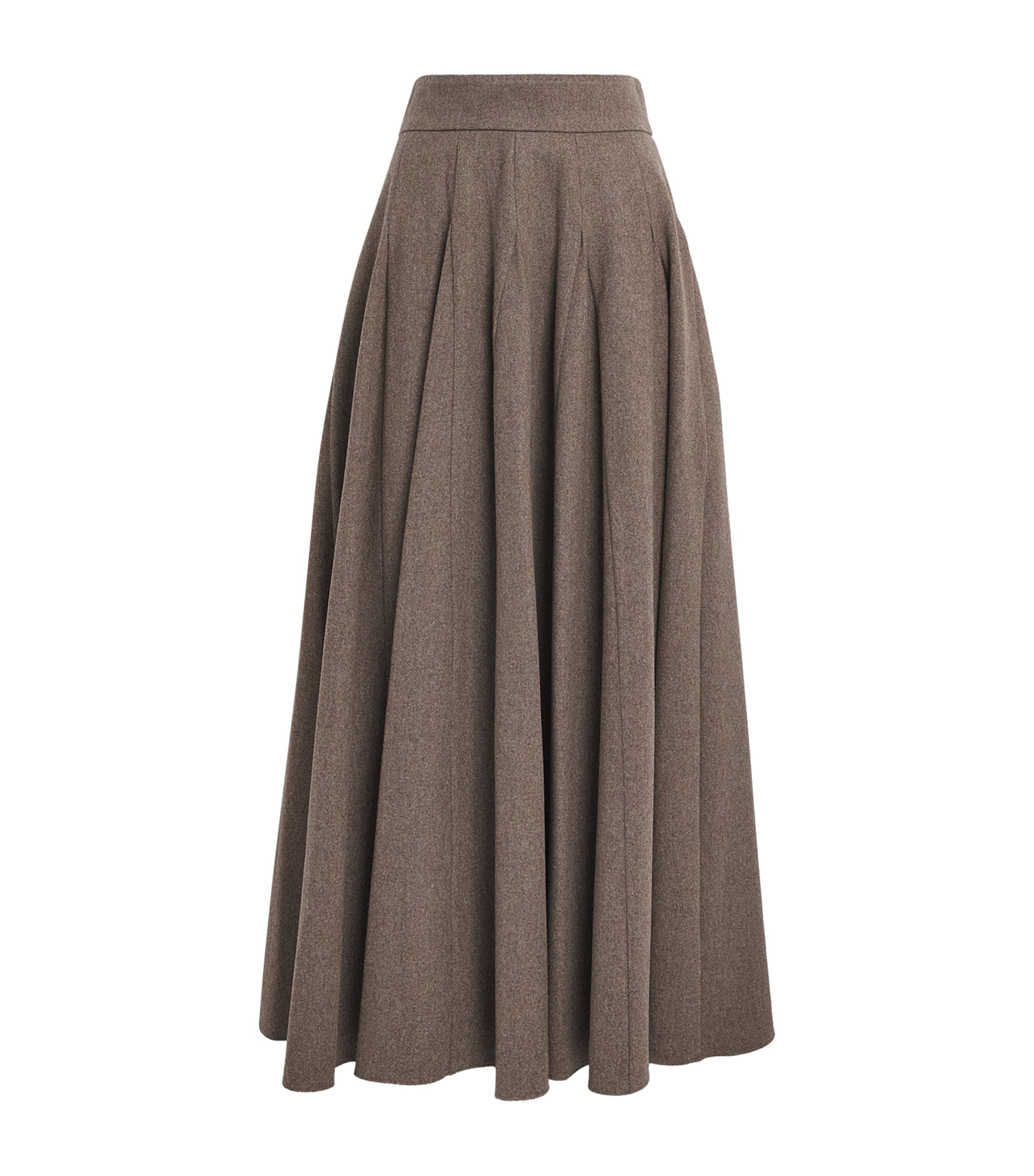 Max Mara High-waisted Pleated Wool Blend Skirt In Brown