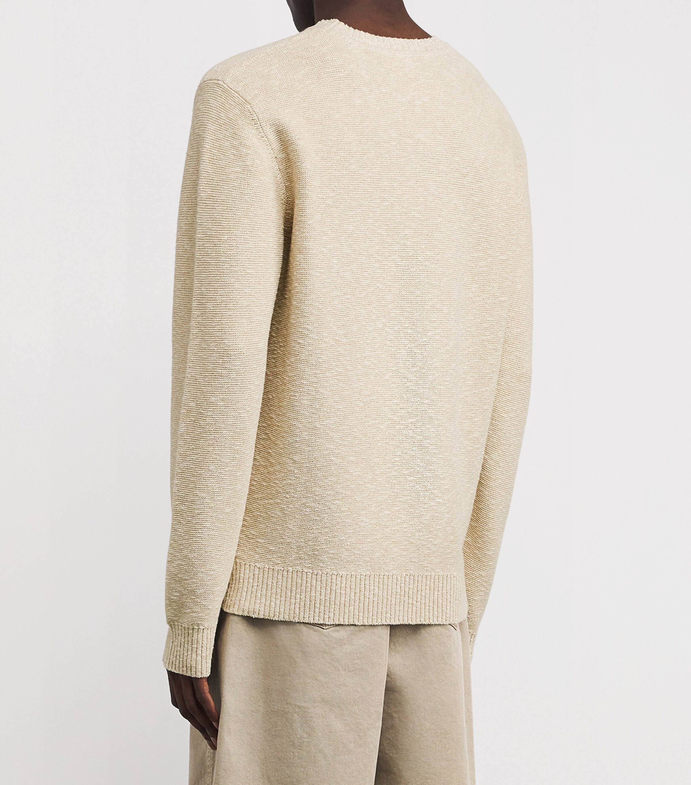 Cotton-Blend Crew-Neck Sweater 8890-WHITE PEPPER Image 4