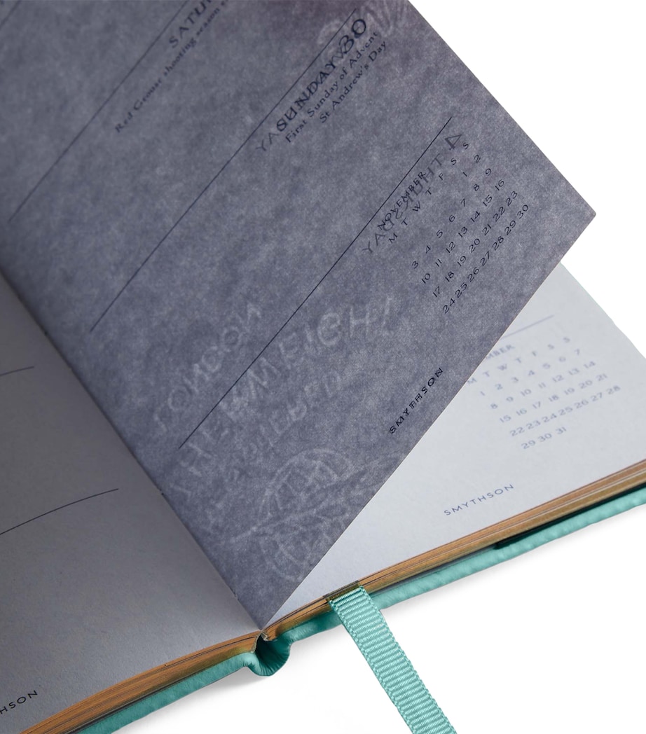 Smythson Panama Leather Weekly Diary 2025 Bright Aqua Image 3