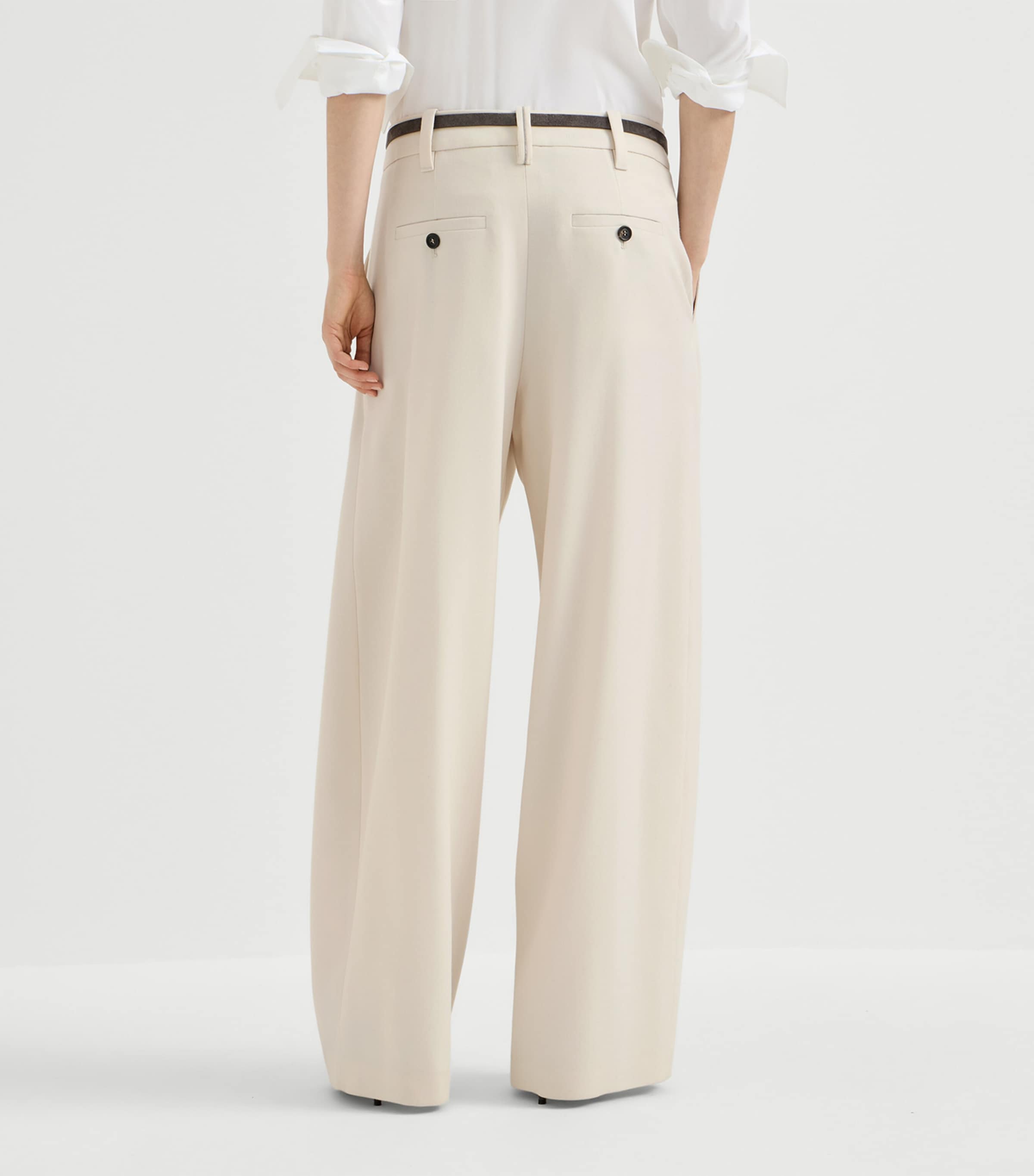Brunello Cucinelli Womens Virgin Wool Pleated Wide-Leg Trousers Image 3