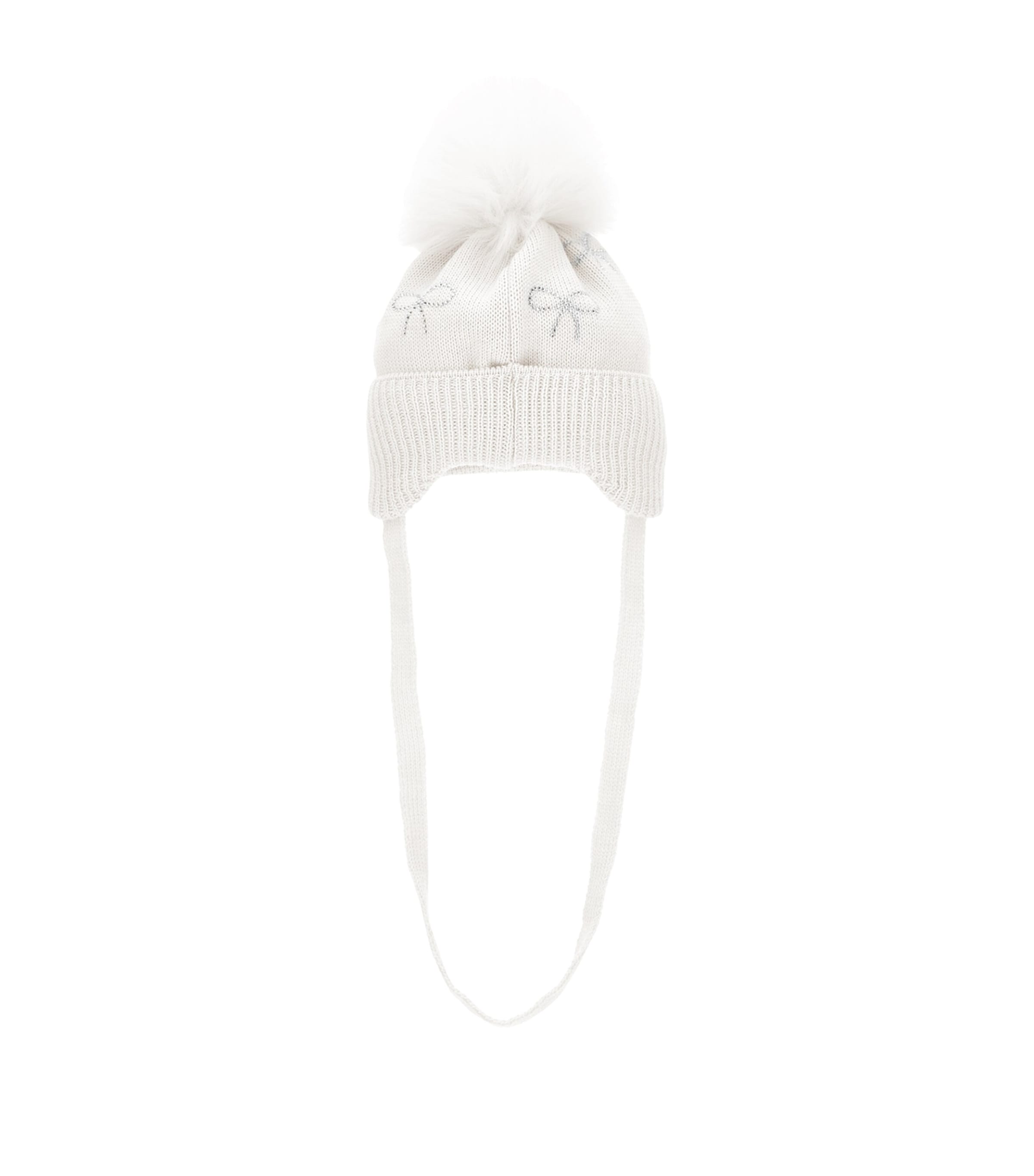 Monnalisa Wool-blend Pom-pom Hat In White