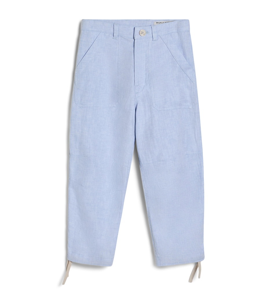 Brunello Cucinelli Kids Hemp-Linen-Cotton Trousers (4-6 Years) Image 1
