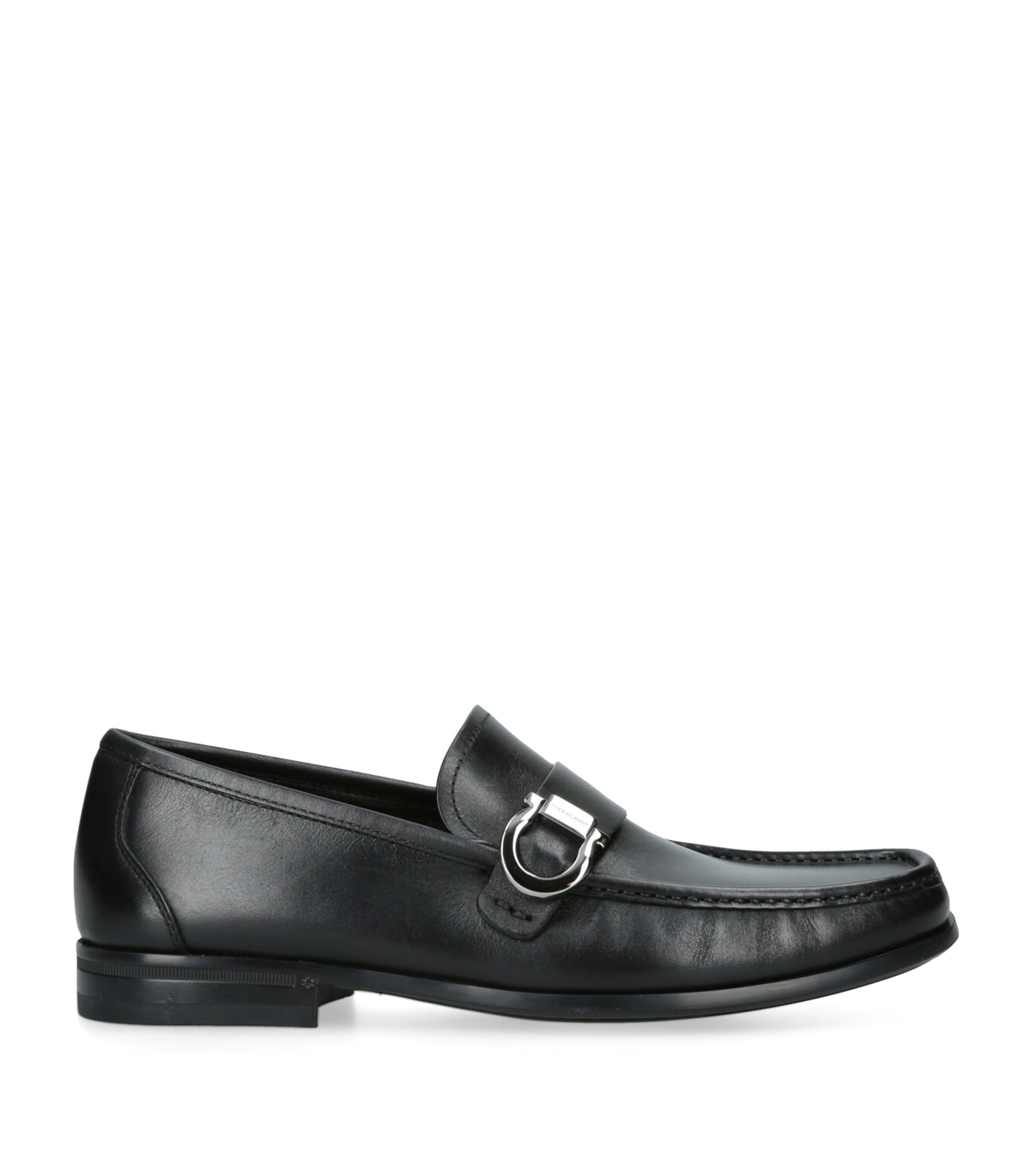 Ferragamo Caspian Leather Gancini Loafers In Black