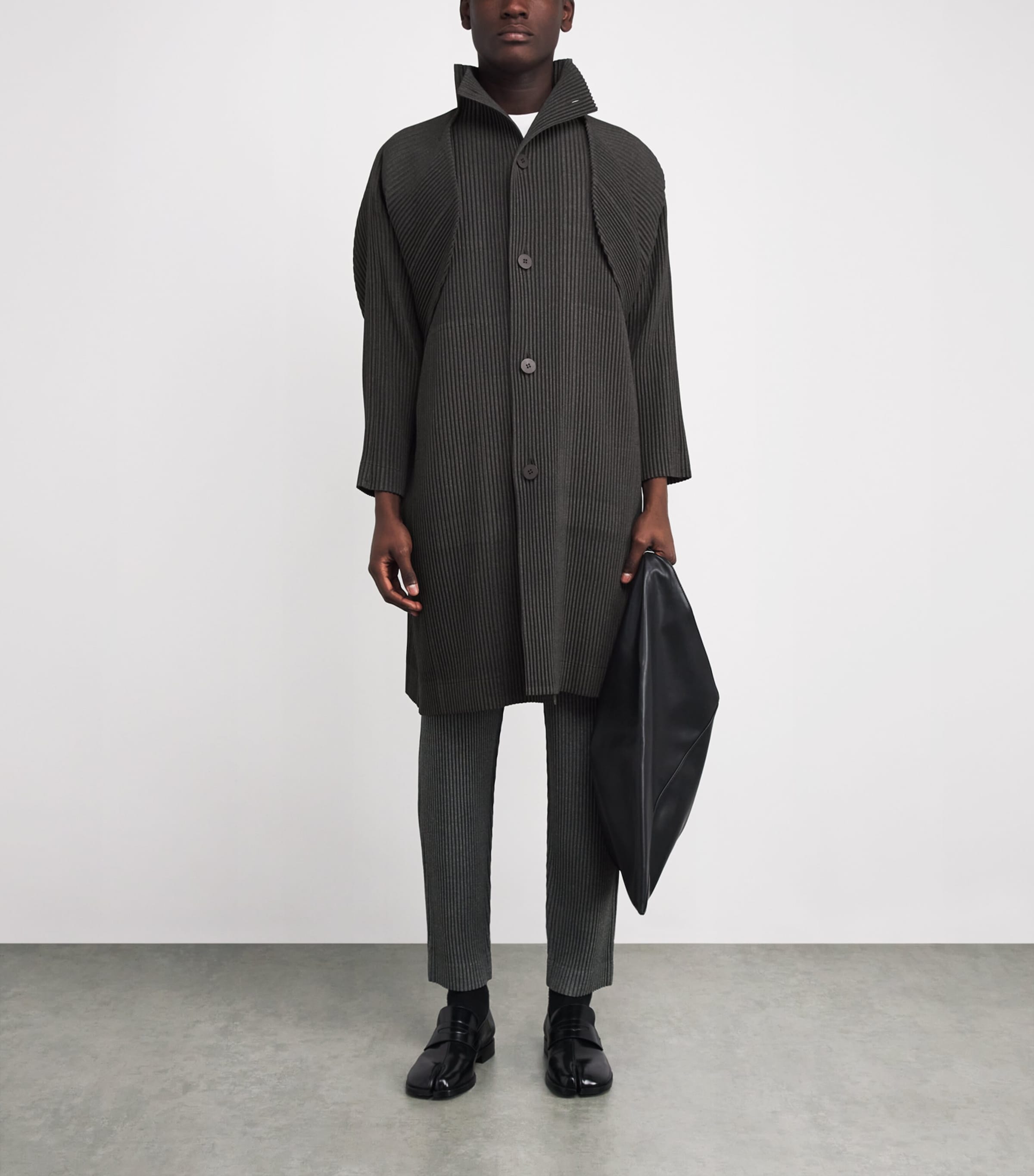 Wool-Effect Pleated Overcoat 49-DARK BROWN Image 2