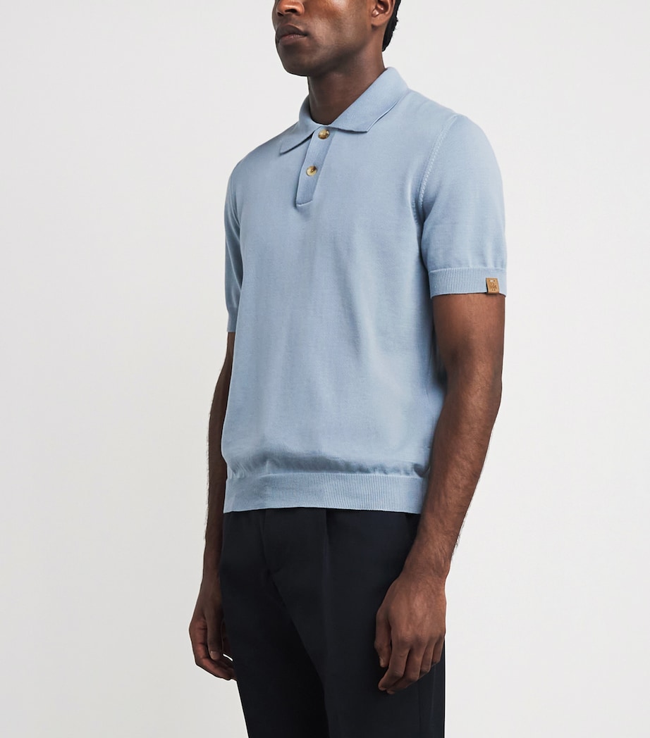 JACOB COHËN Mens Brushed Cotton Polo Shirt Azure Image 4