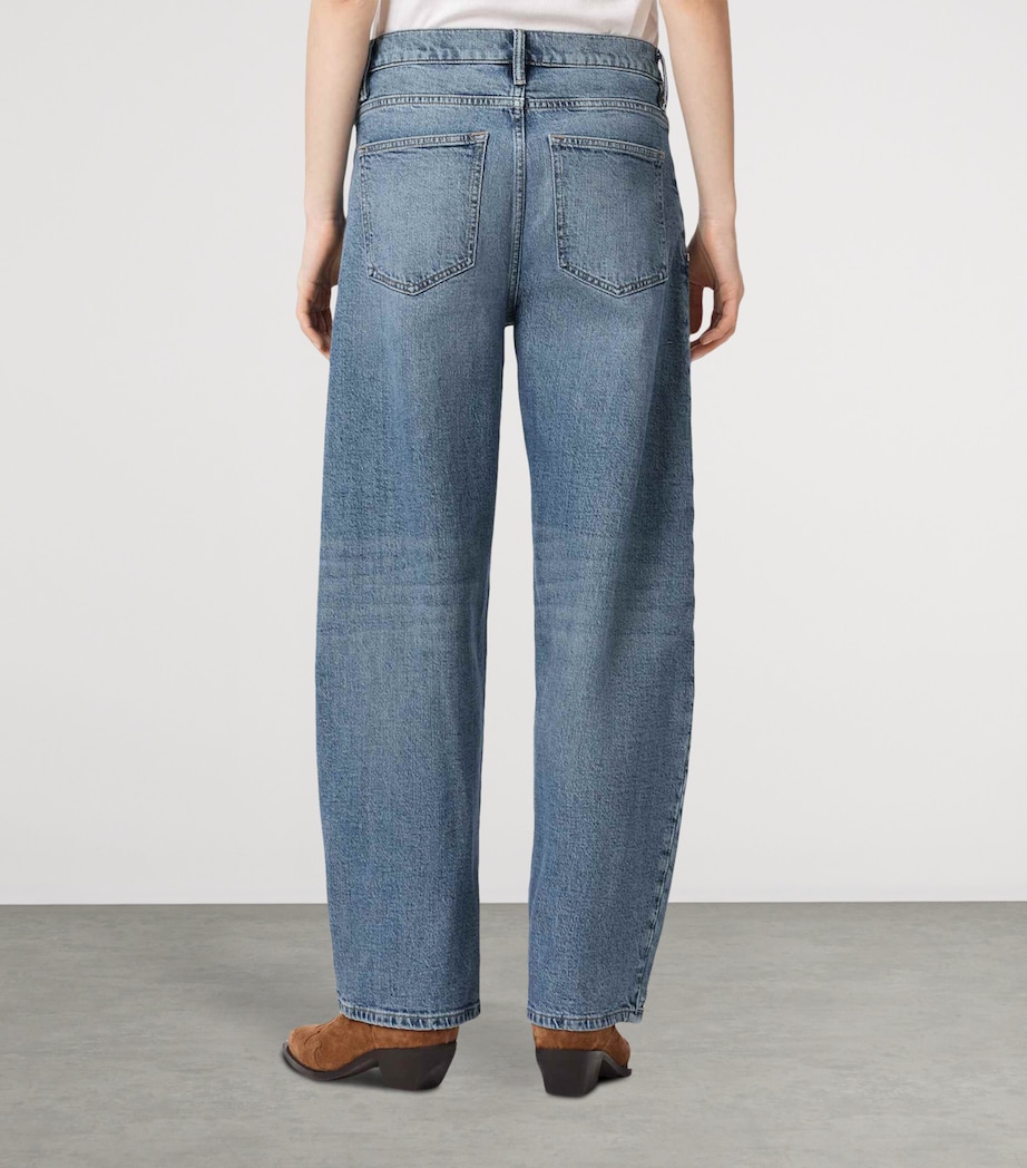 AllSaints Womens Sadie Studded Barrel-Leg Jeans Light Indigo Image 4