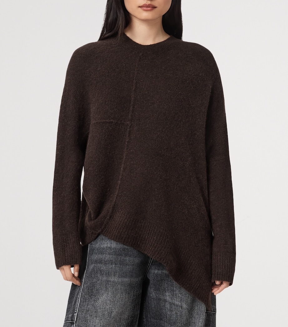AllSaints Womens Wool-Blend Lock Sweater Oxblood Red Image 4