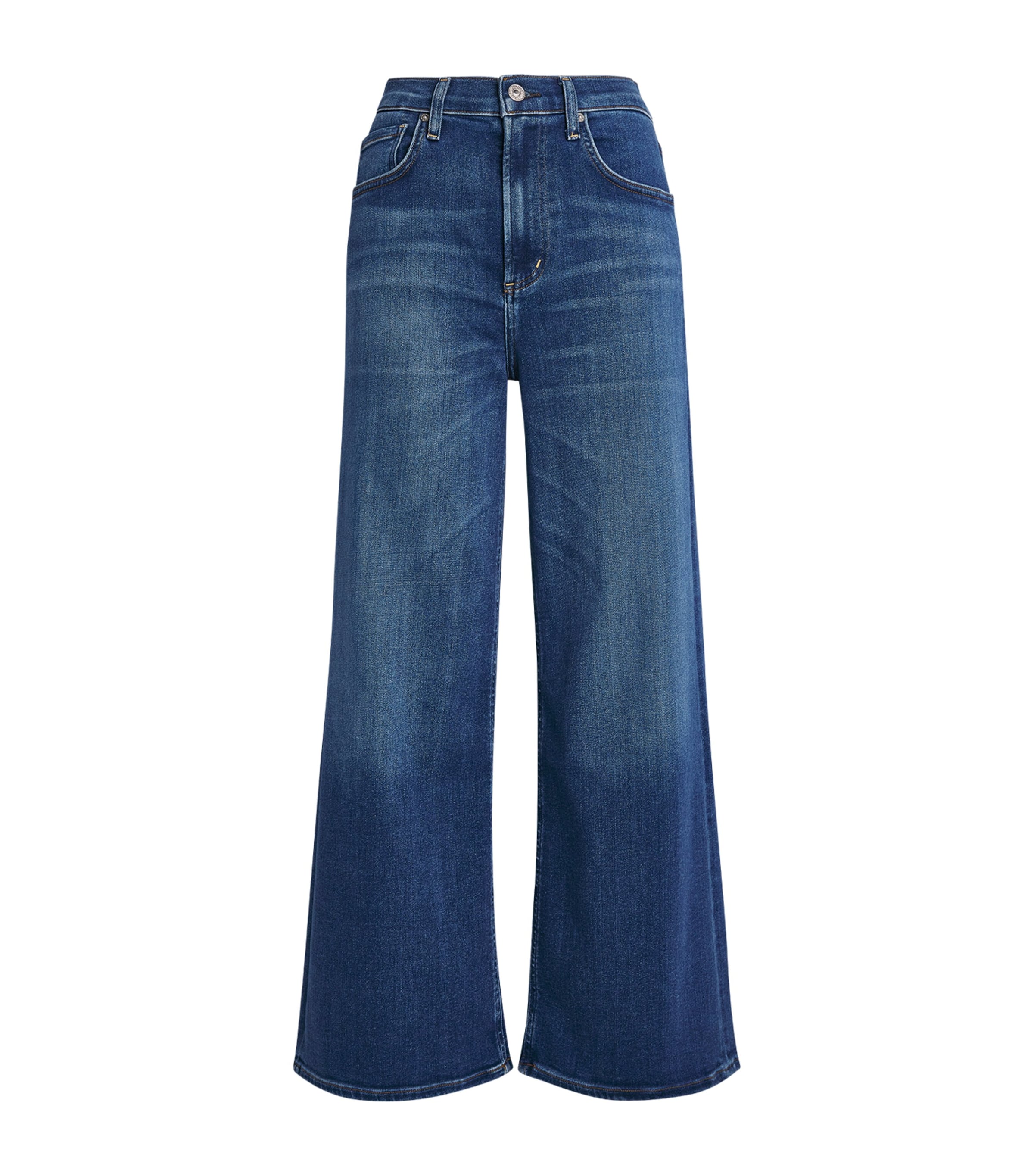 Citizen Of Humanity Cropped Lyra Wide-leg Jeans In Metallic