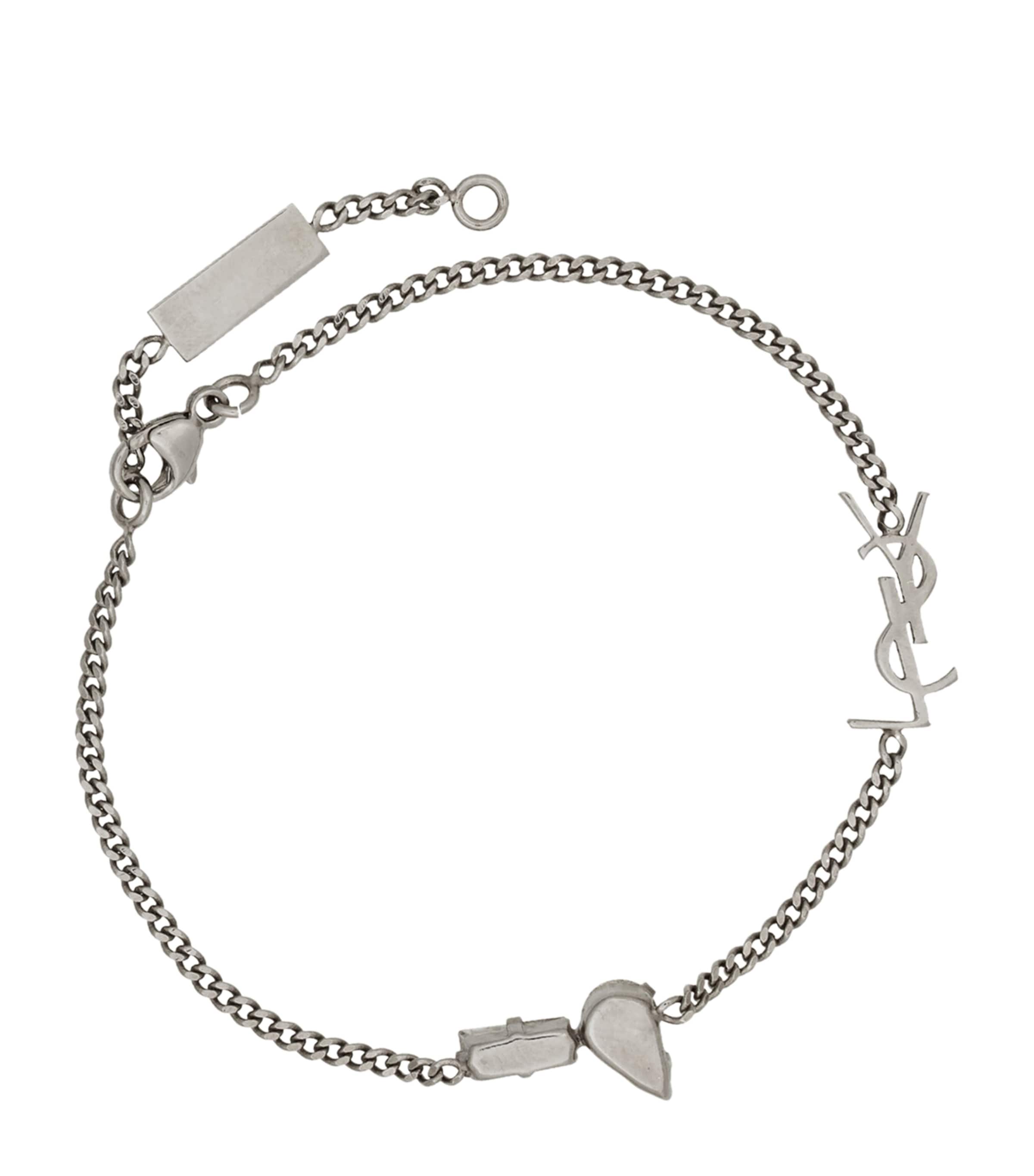 Saint Laurent Crystal Monogram Chain Bracelet Harrods US