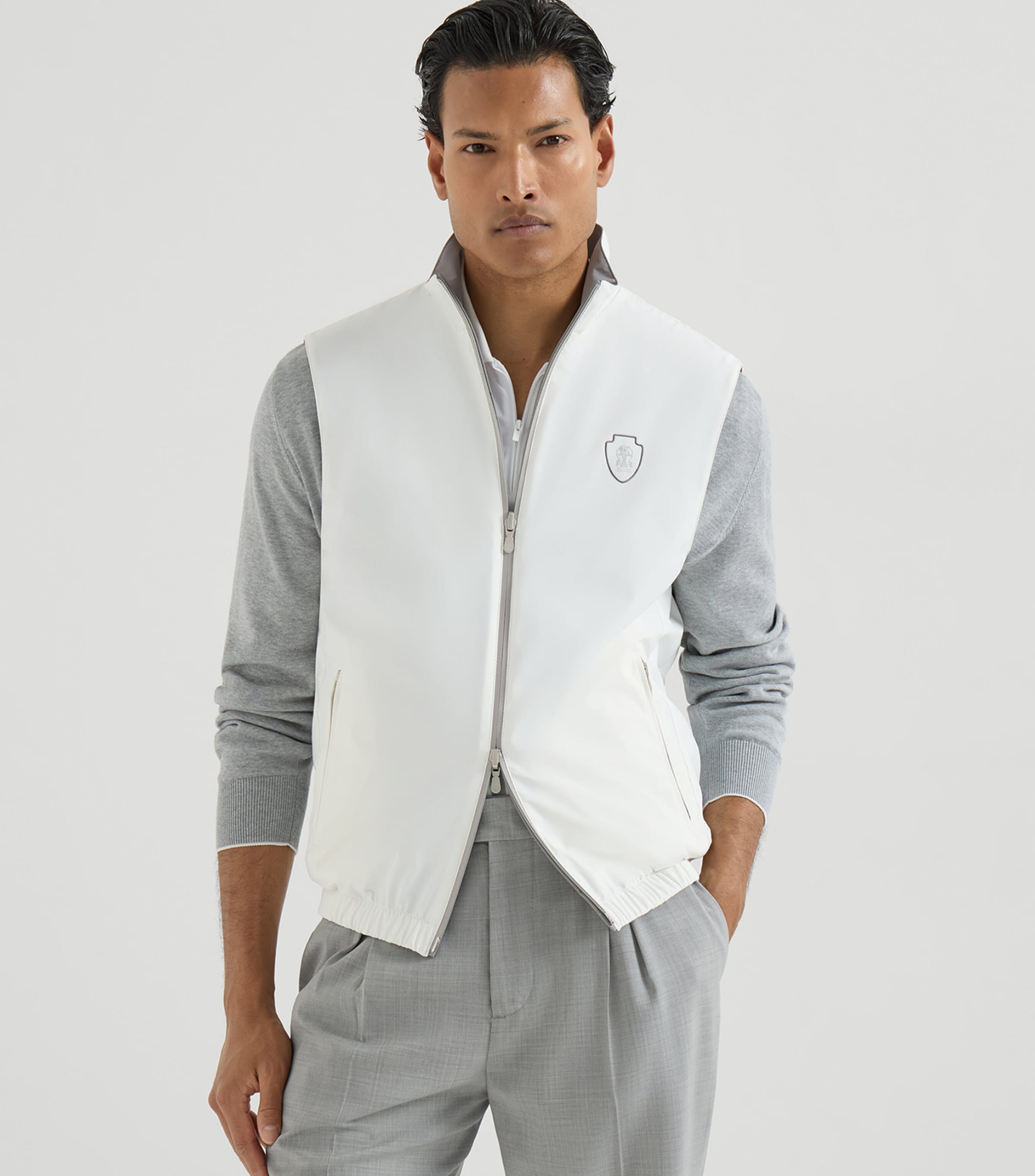 Brunello Cucinelli Mens Technical Crest Reversible Gilet Image 4