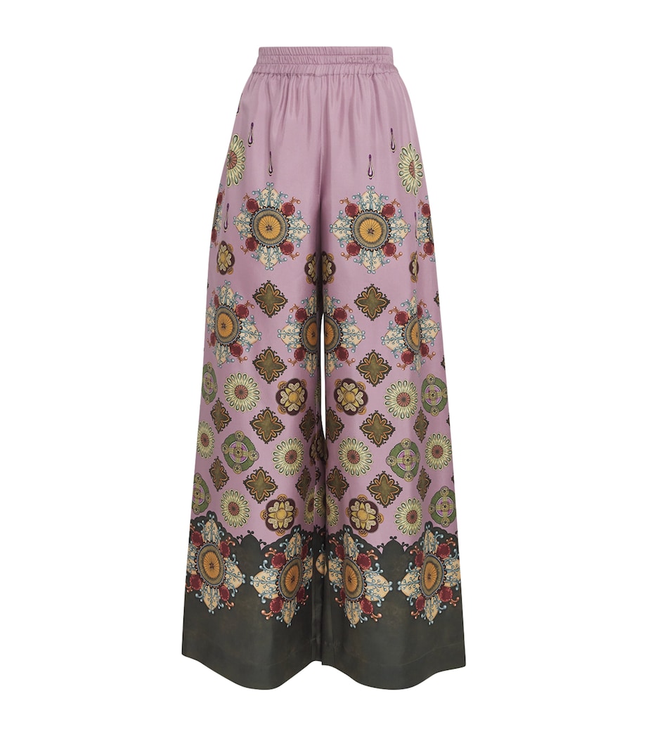 Silk Twill Printed Palazzo Trousers PI10 Image 1