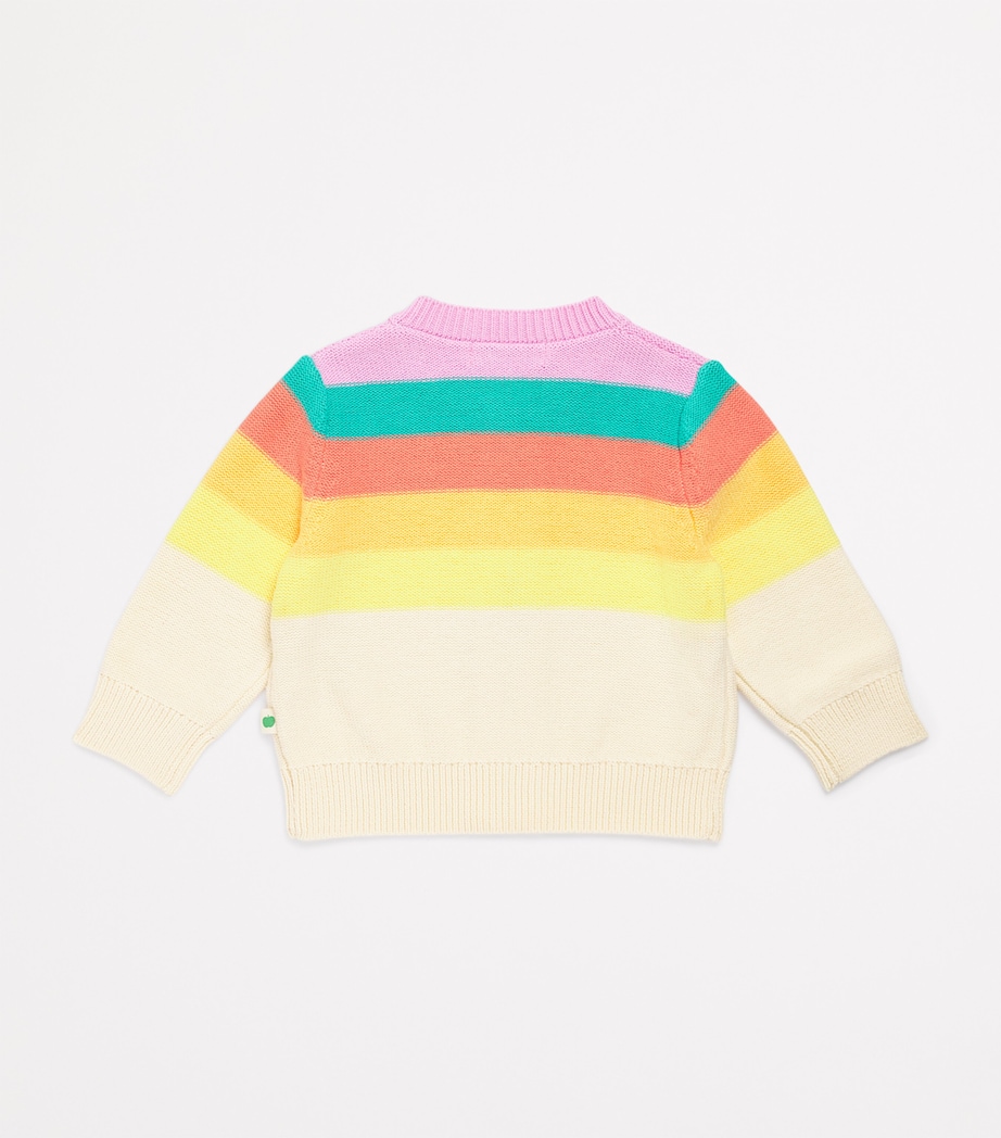 Organic Cotton Striped Cardigan (0-24 Months) PINK RAINBOW Image 2