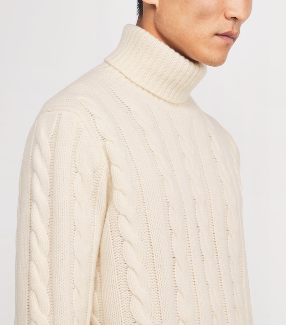Wool-Cashmere Cable-Knit Rollneck Sweater NATURAL Image 6