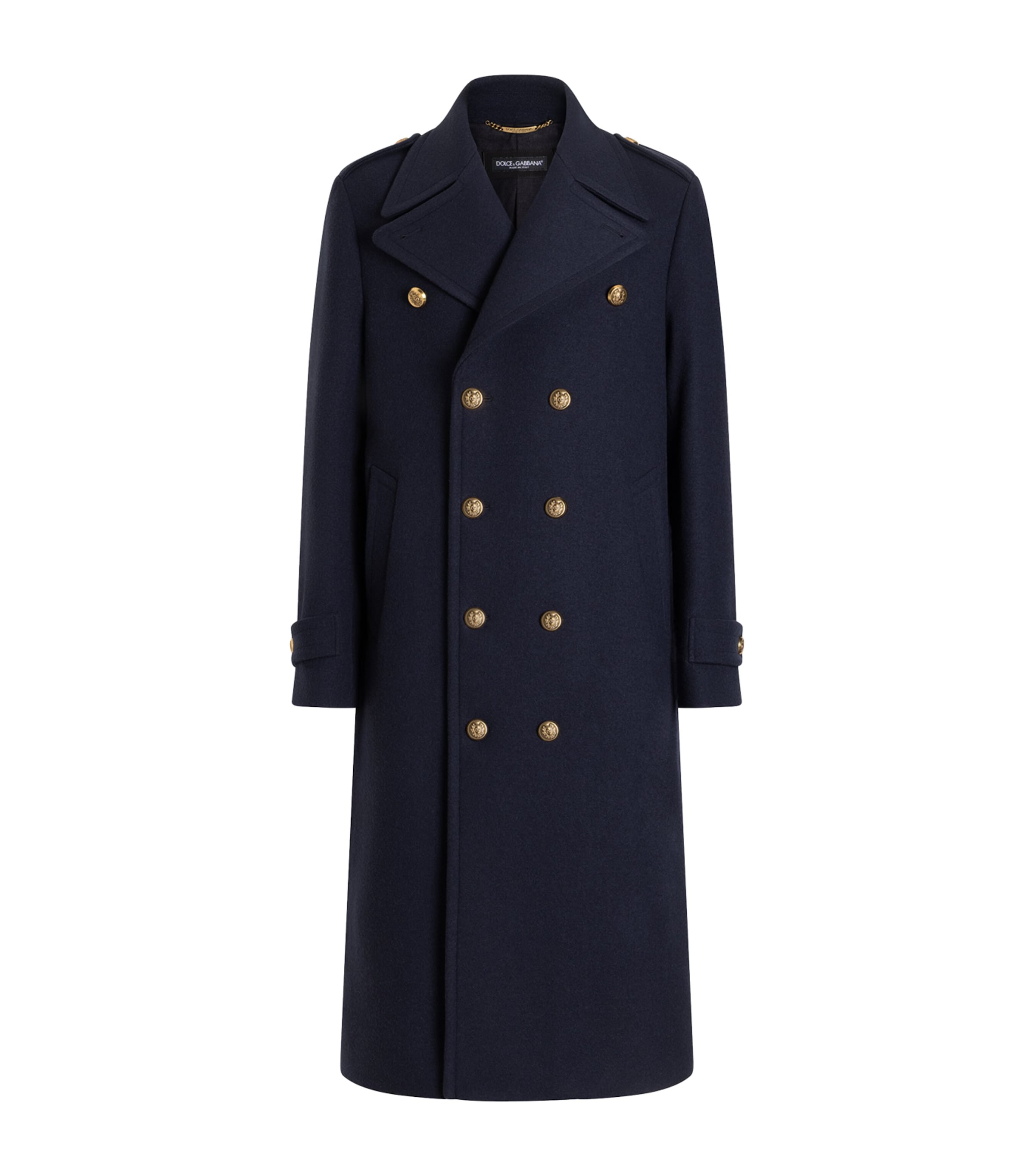 Dolce&Gabbana Mens Virgin Wool Double-Breasted Coat Very Dark Bl Image 1