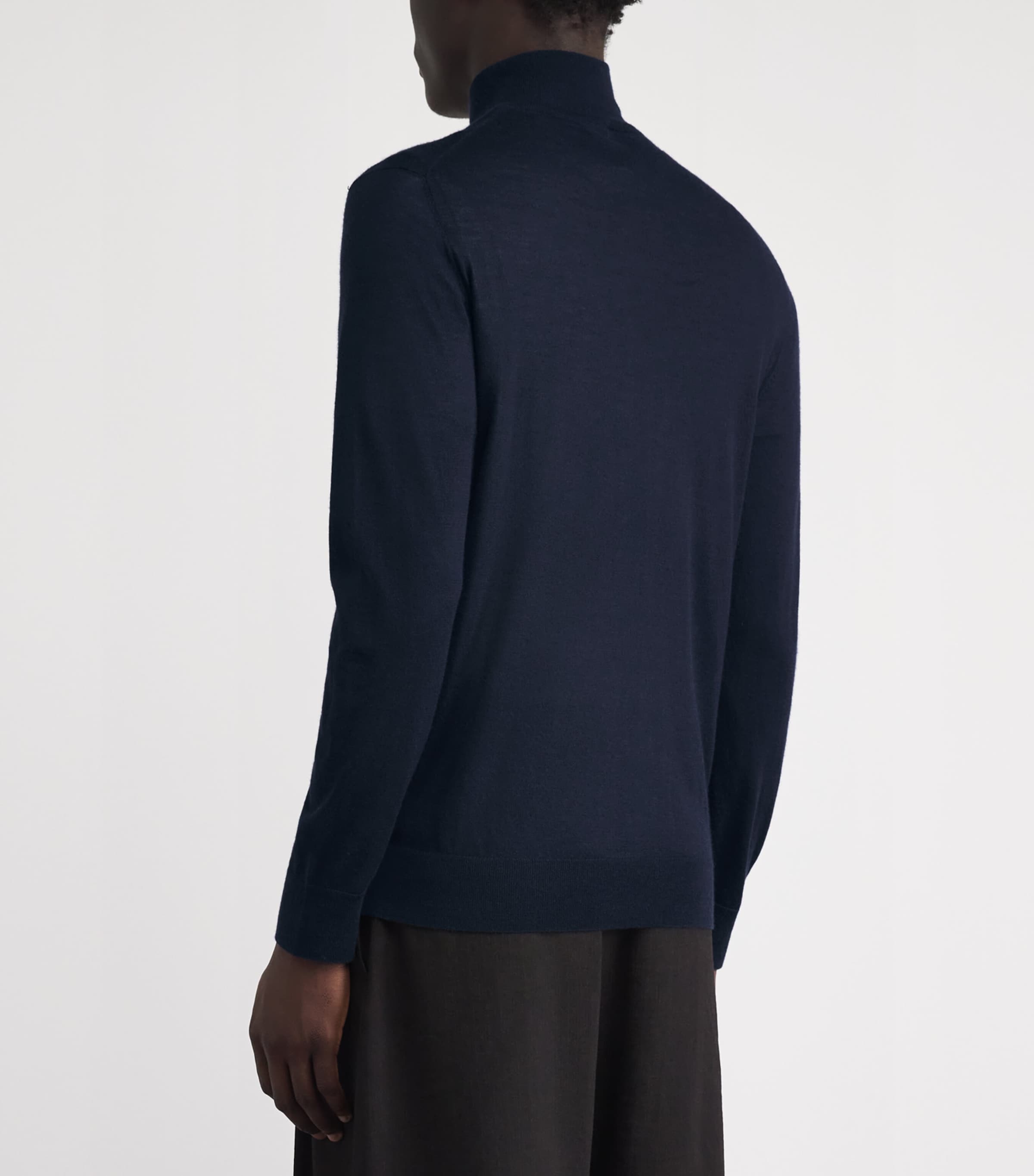 N.Peal Mens Cashmere-Silk Regent Quarter-Zip Sweater Summer Navy Image 5