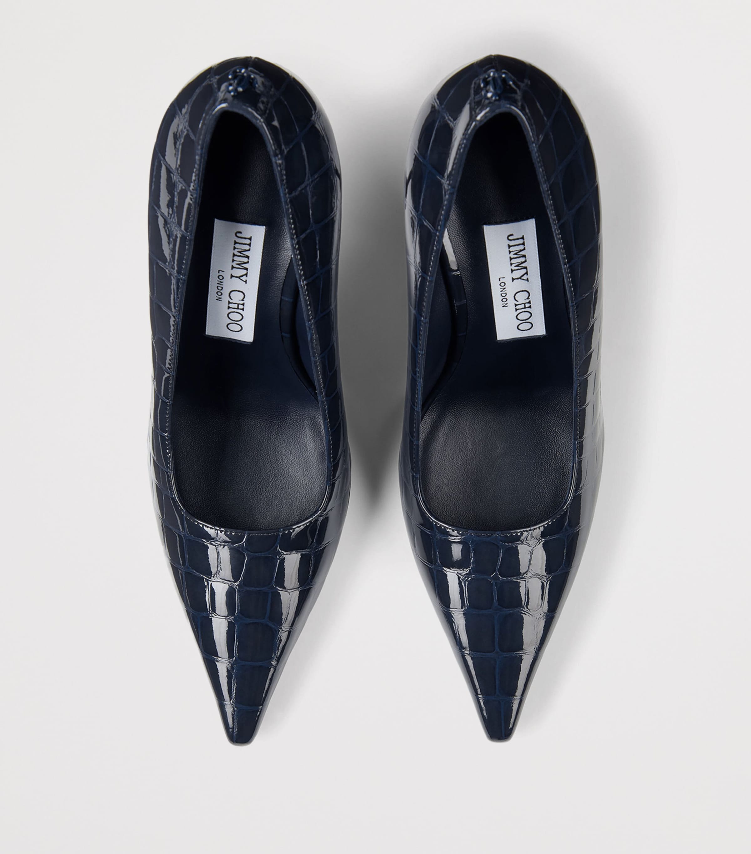 Jimmy Choo Ixia 95 Croc-Embossed Leather Pumps Marine Image 4
