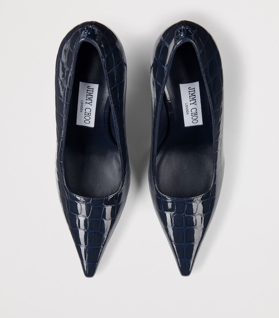 Jimmy Choo Ixia 95 Croc-Embossed Leather Pumps Marine Image 4