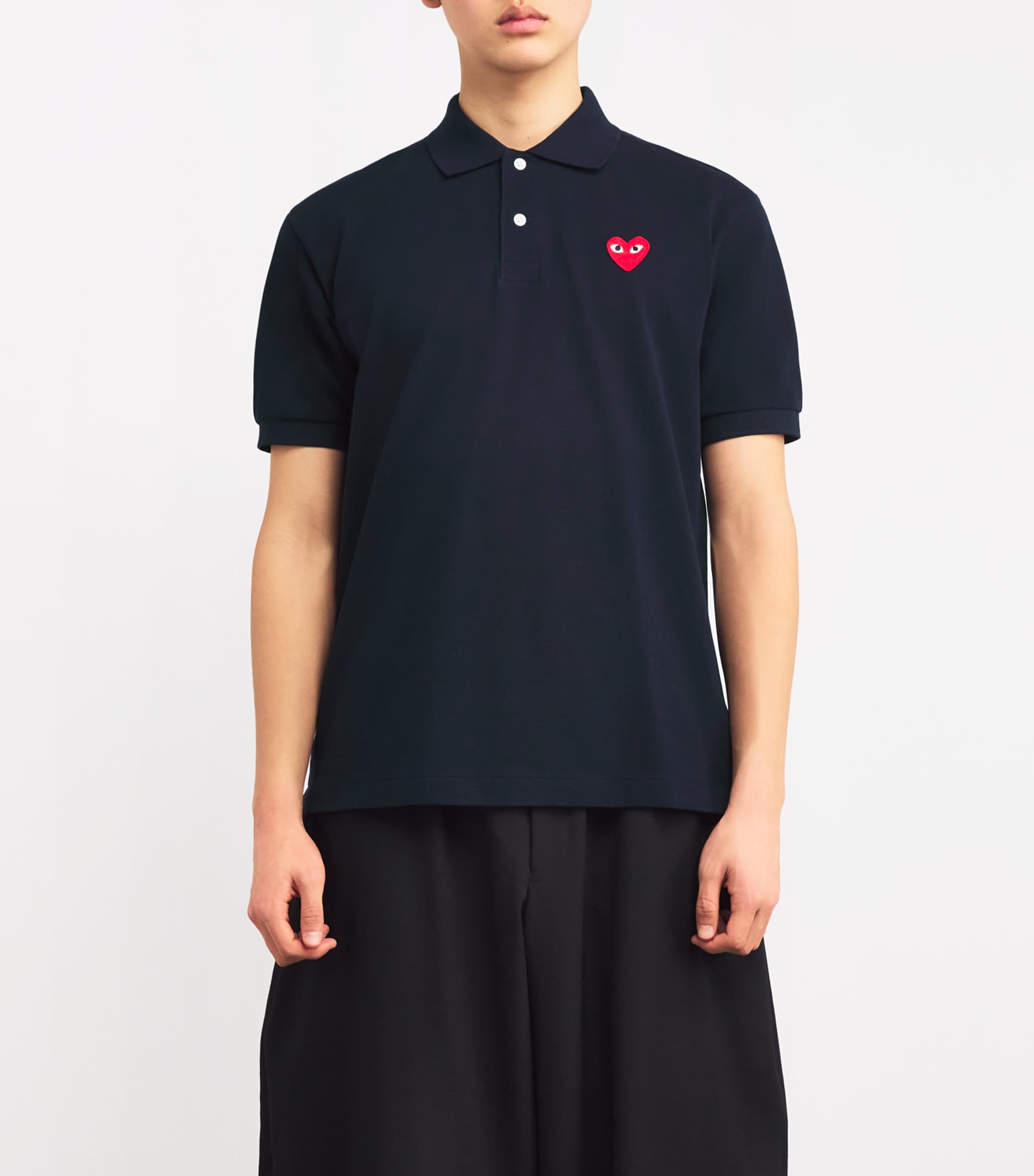 Comme Des Garçons Play Mens Heart Logo Polo Shirt Navy Image 3