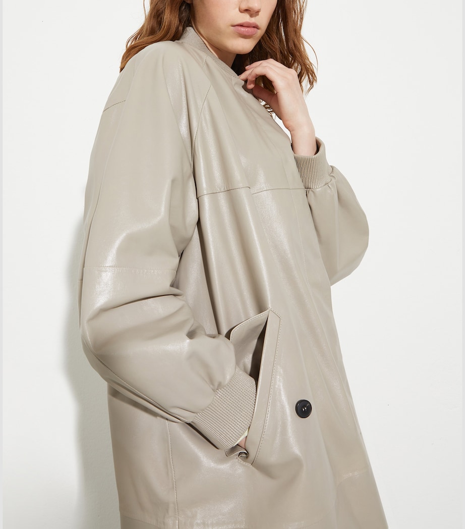 Leather Trench Coat GREY Image 5