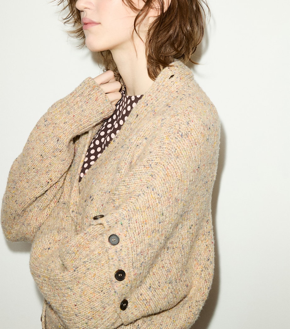 MAX&Co. Womens Wool Button-Detail Cardigan Beige Image 5