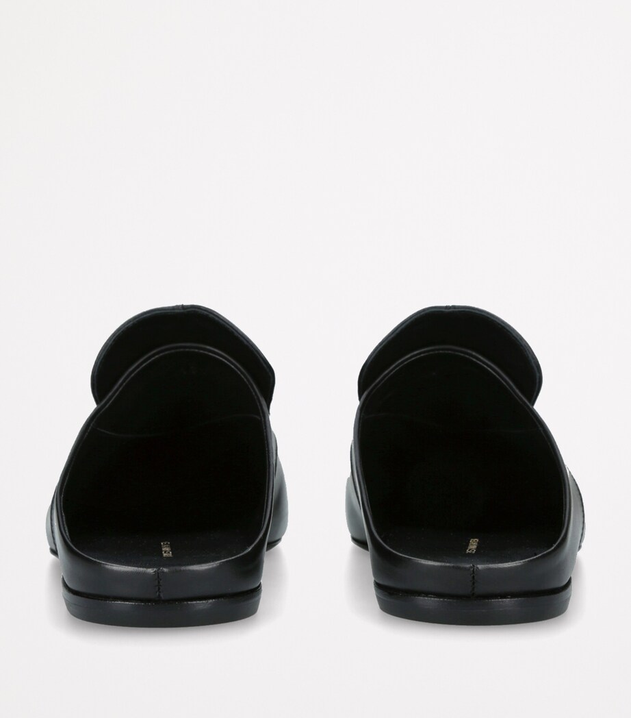Leather Square-Toe Mules BLACK Image 3
