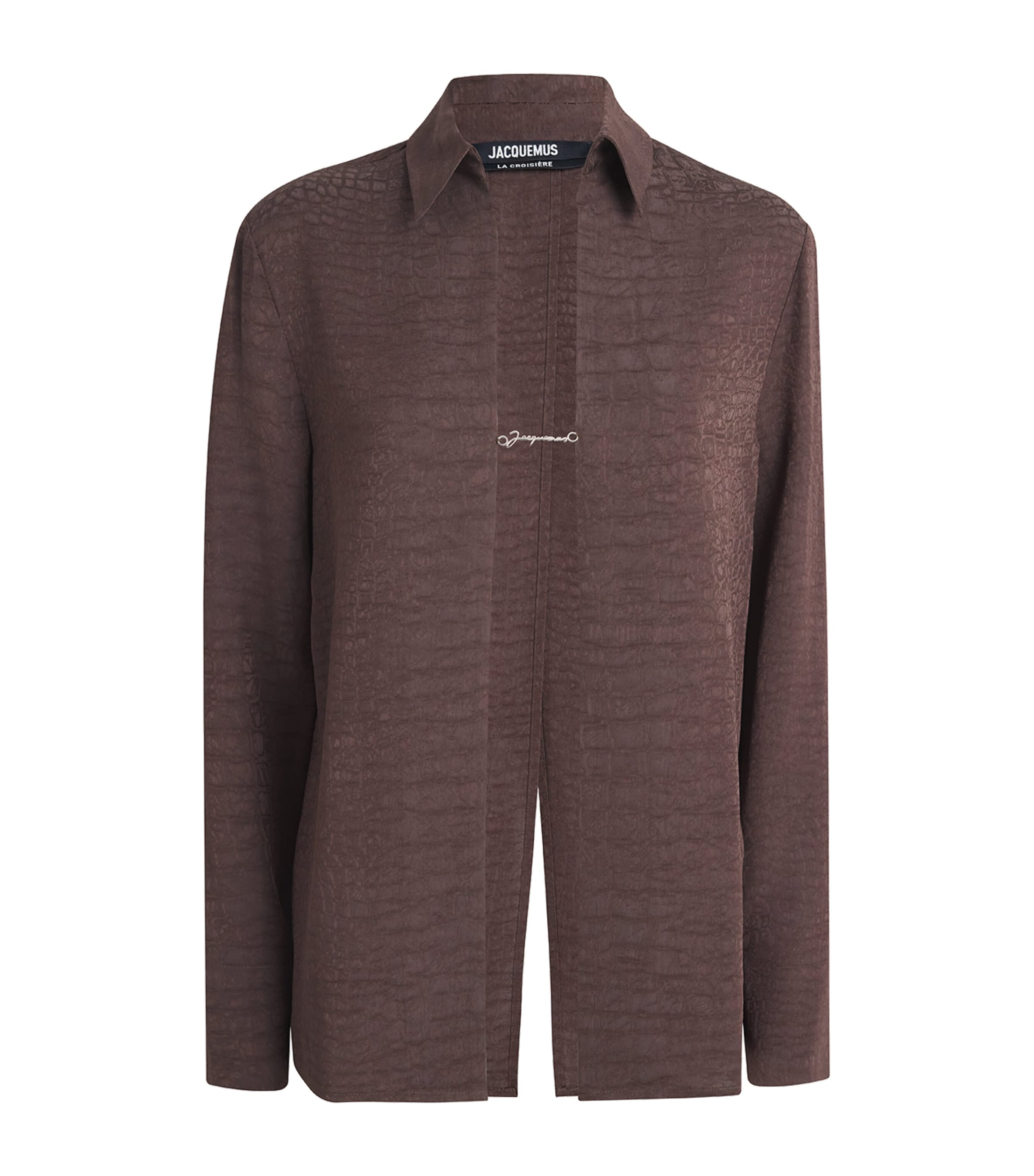 Jacquemus Croc-effect Monogram Shirt In Brown