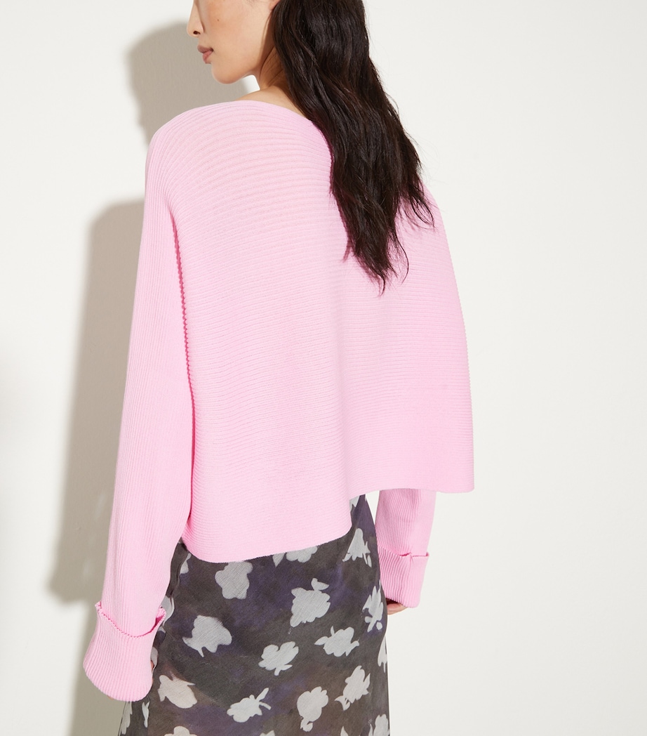 MAX&Co. Womens Ribbed Boat-Neck Sweater Pink Image 3