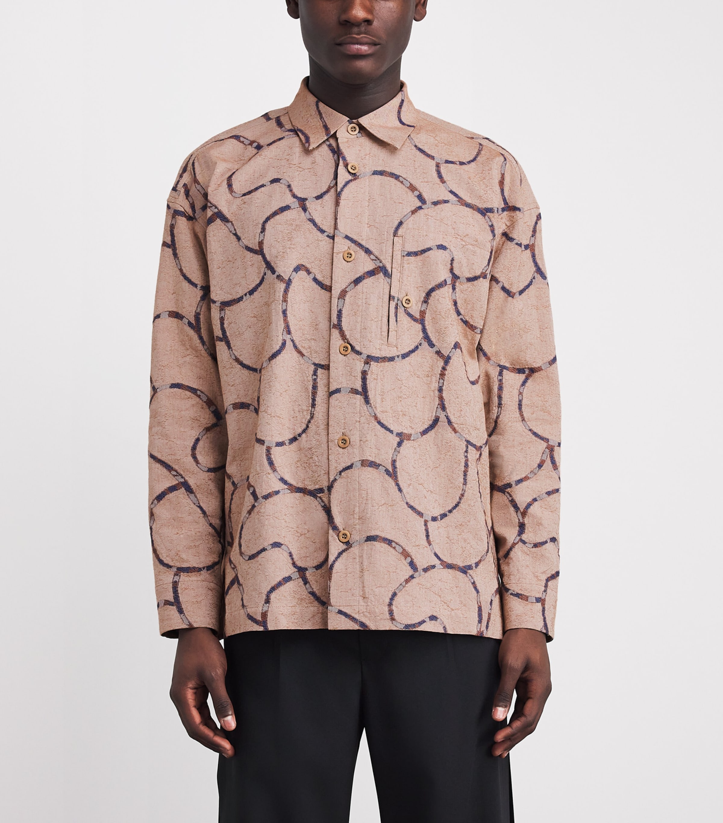 Vase Jacquard Shirt 41-BEIGE Image 3