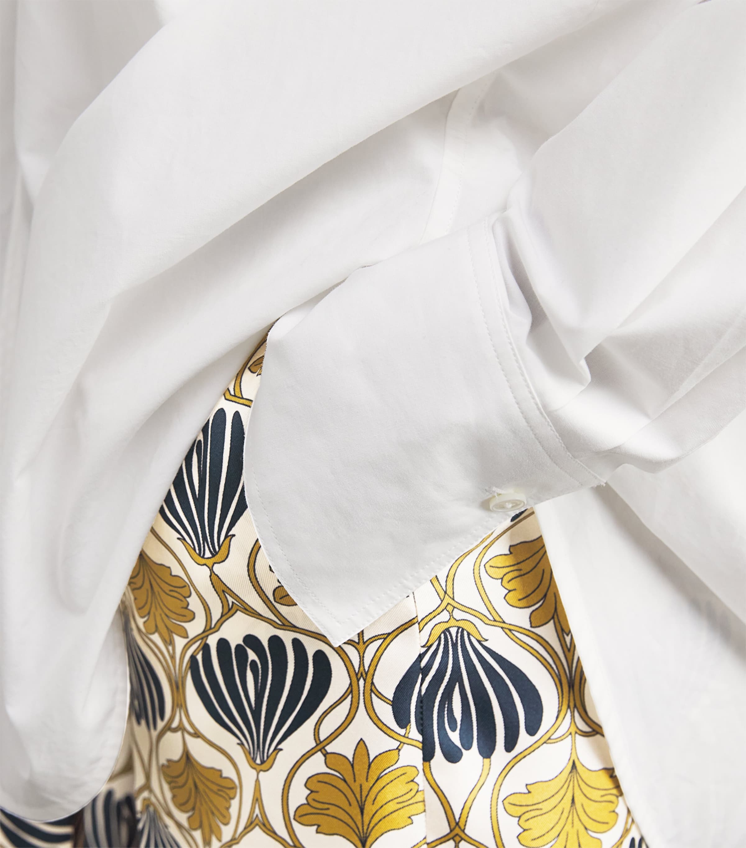 Silk Printed Wide-Leg Trousers MUSTARD Image 6