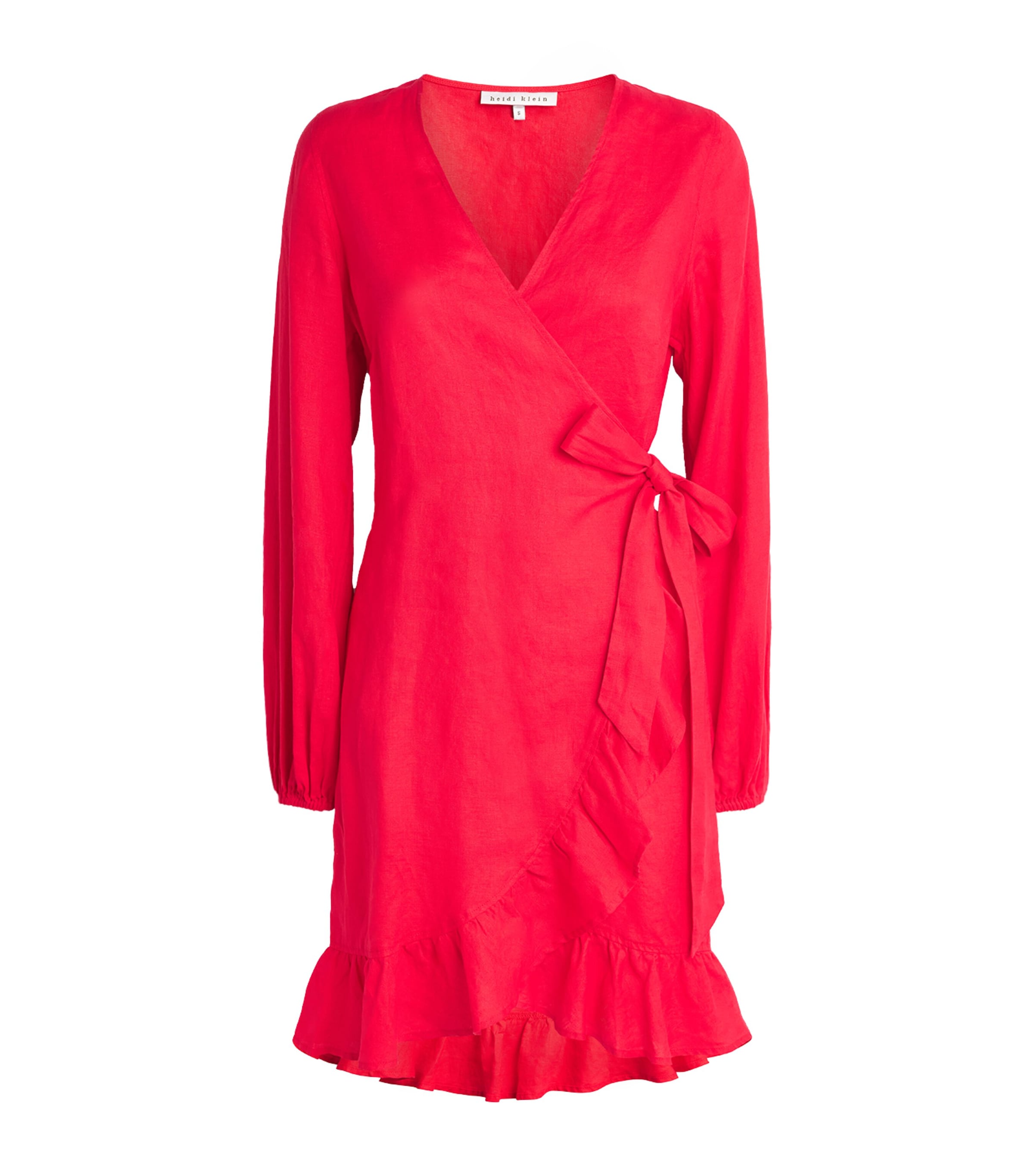 Heidi Klein Womens Linen Ruffle Amalfi Mini Dress Red Red Image 1