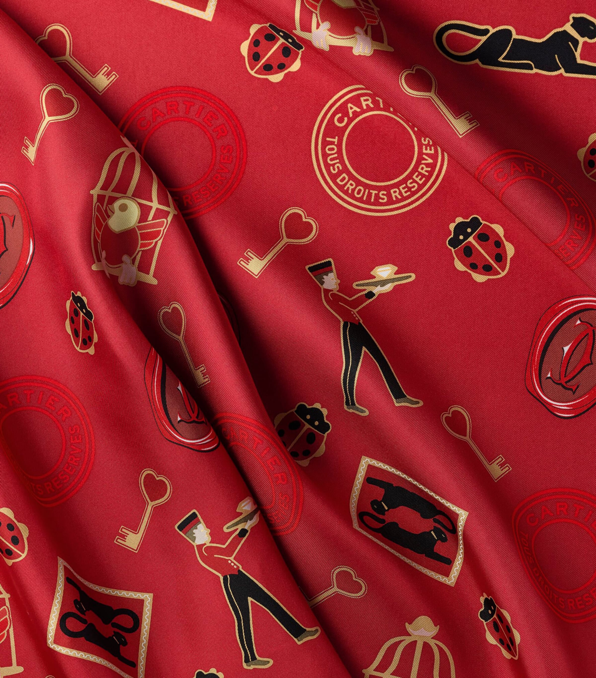 Silk Diabolo de Cartier Scarf  BURGUNDY Image 2