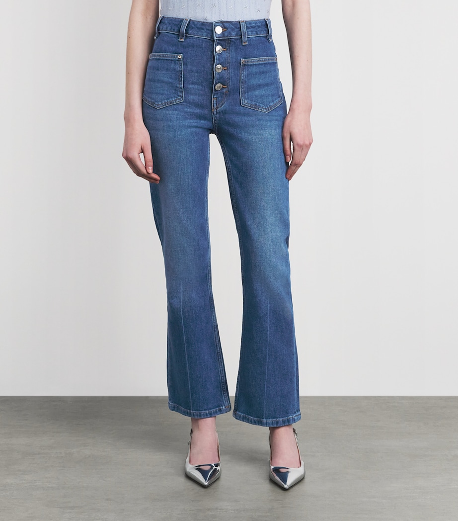 Maje Womens Patch-Pockets Flared Jeans Blue Image 4