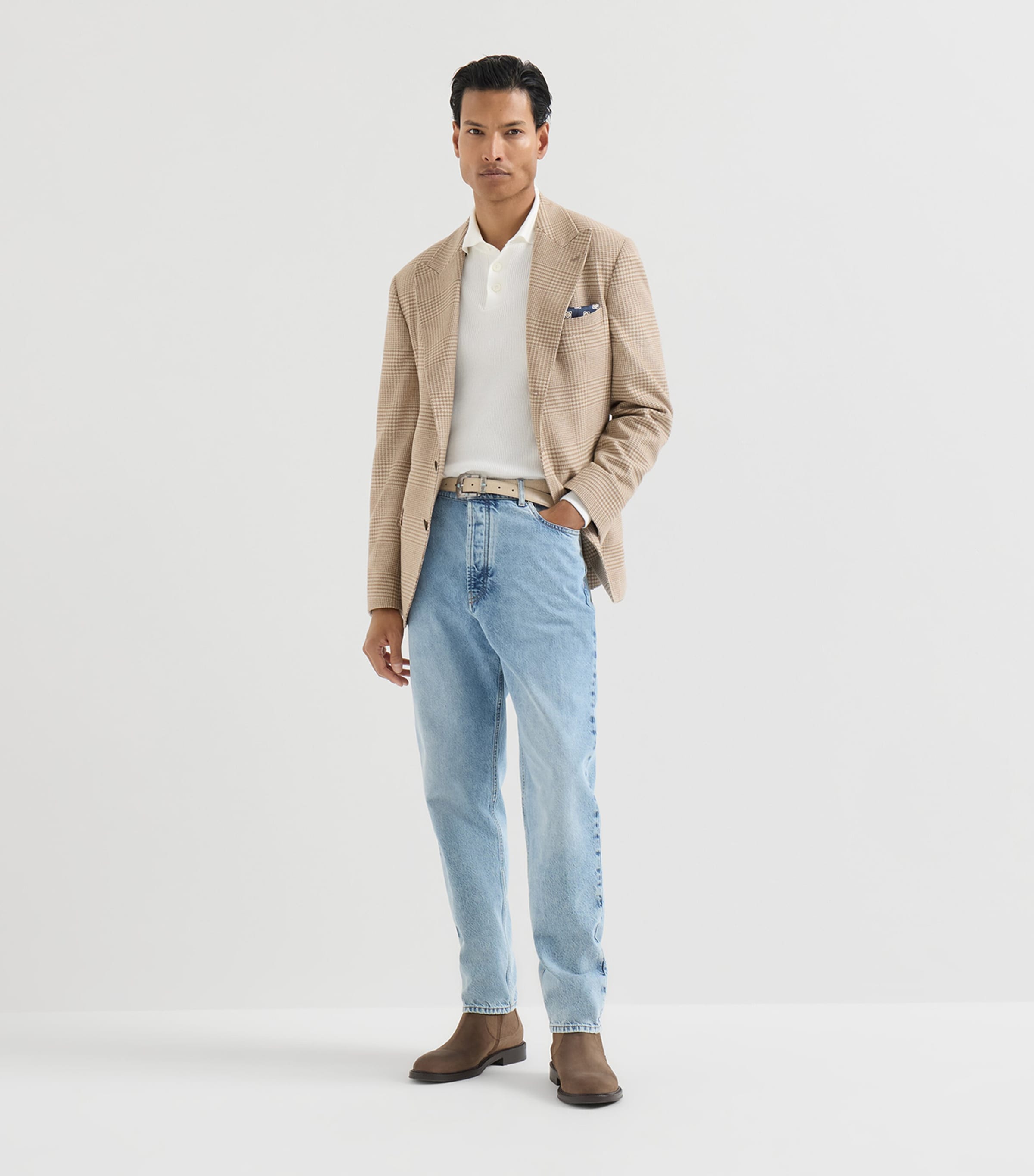 Brunello Cucinelli Mens Cotton Rib-Knit Polo Sweater Image 2