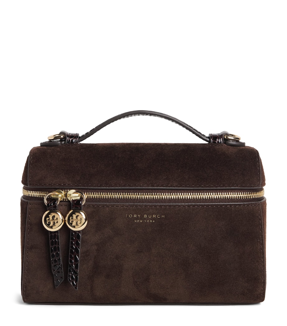 Tory Burch Suede Romy Clutch Bag Dark Cocoa Image 1