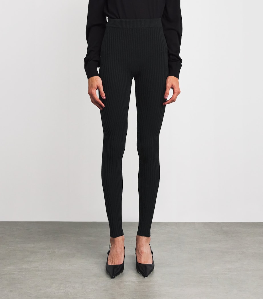 Wool-Blend Rib-Knit Leggings BLACK Image 3