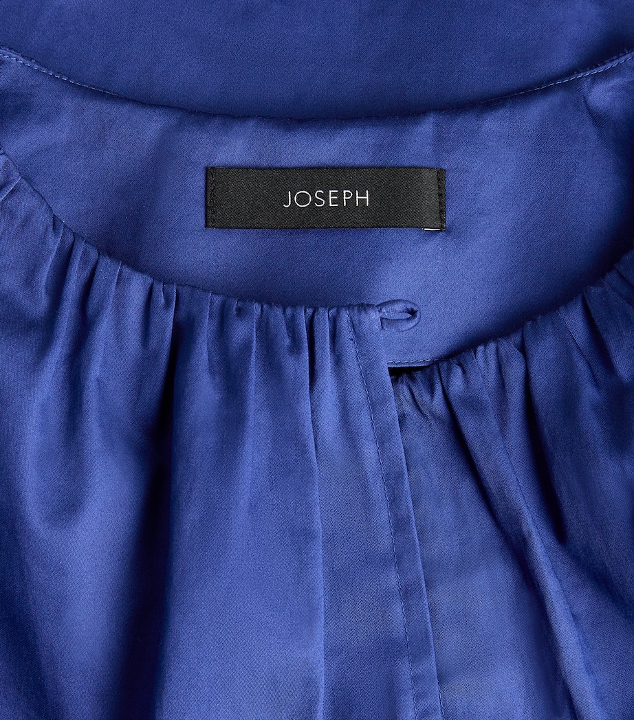 Cotton Gathered-Neck Godin Blouse COBALT Image 5