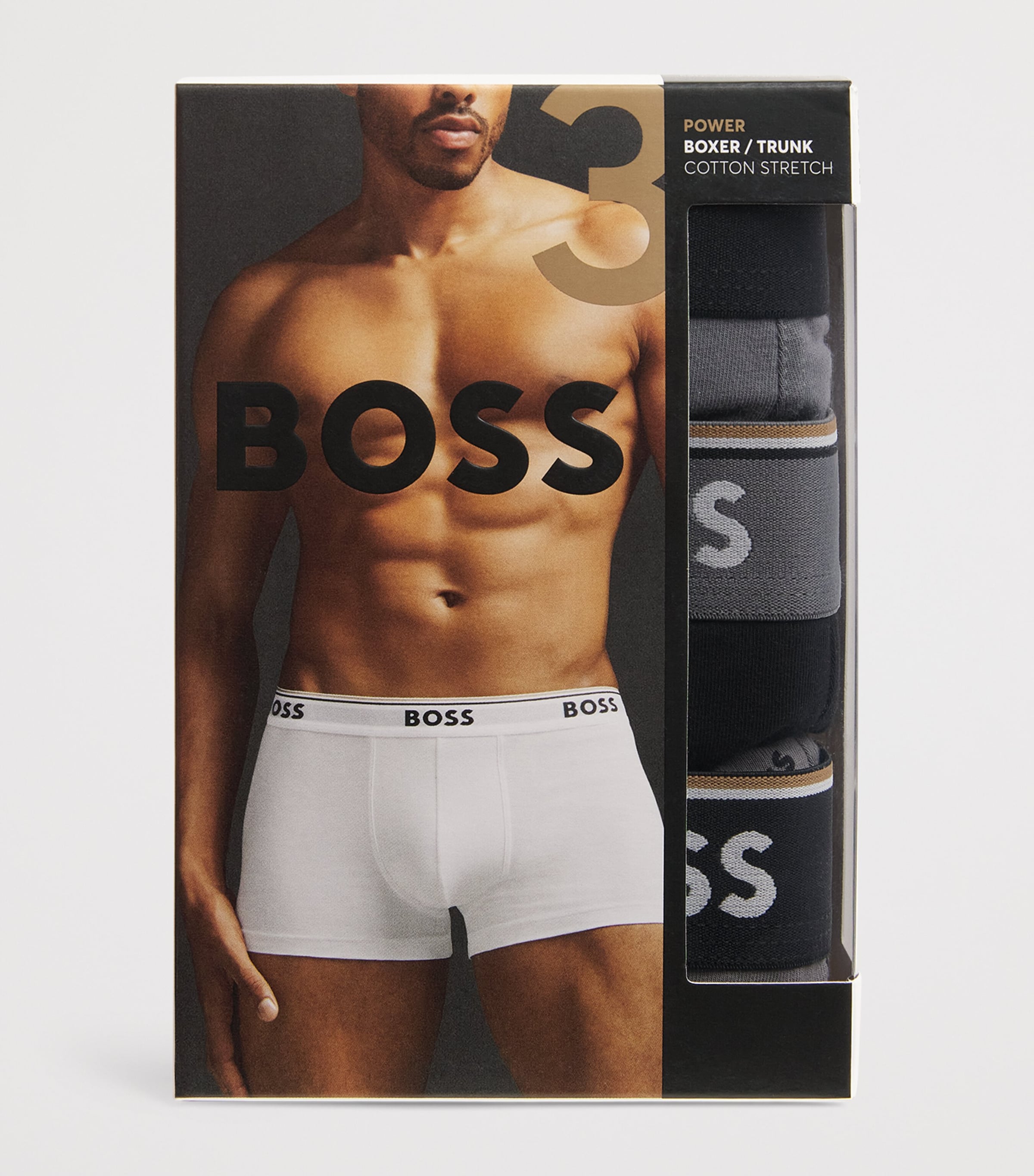 Cotton-Stretch Power Trunks (Pack of 3) OPEN GREY060 Image 4