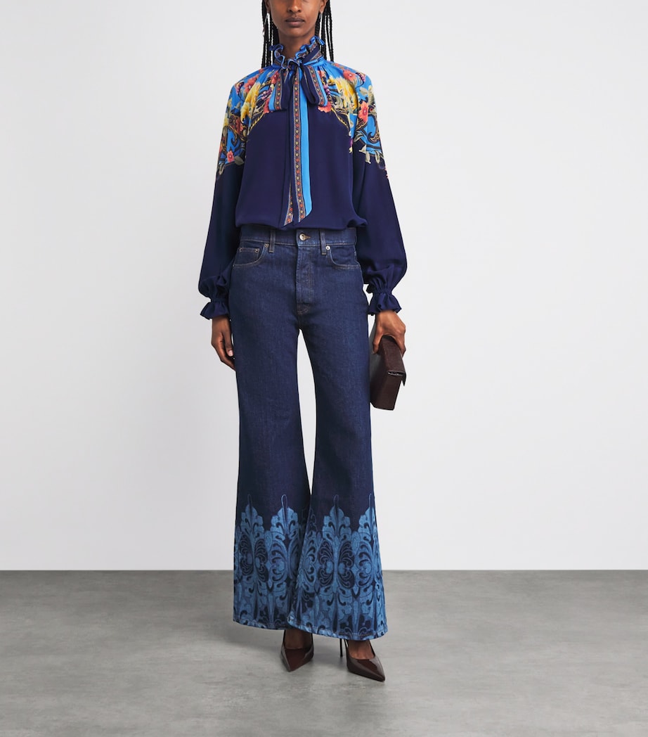Etro Womens Silk Floral Blouse Print/blue Bs Image 2