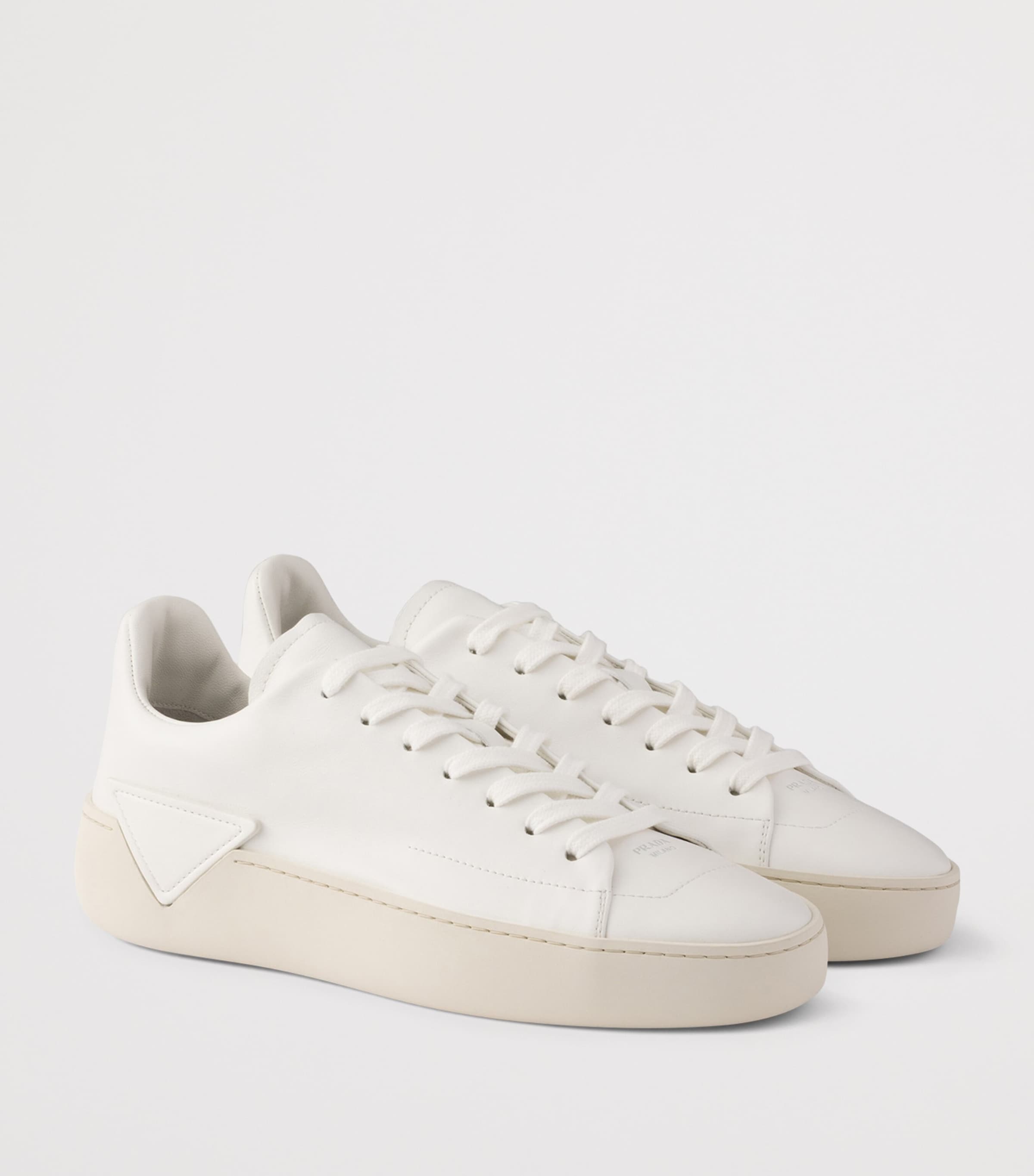 Prada Leather Court Sneakers White Image 2