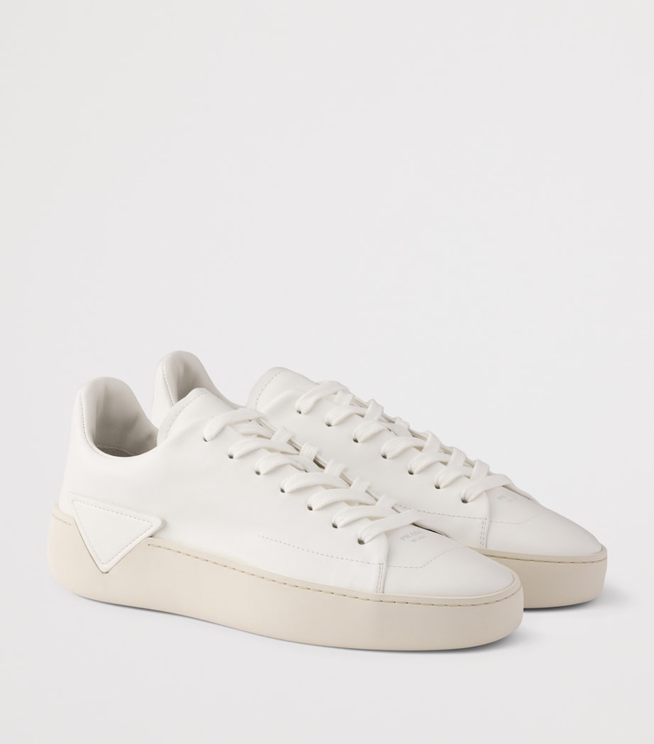 Prada Leather Court Sneakers White Image 2