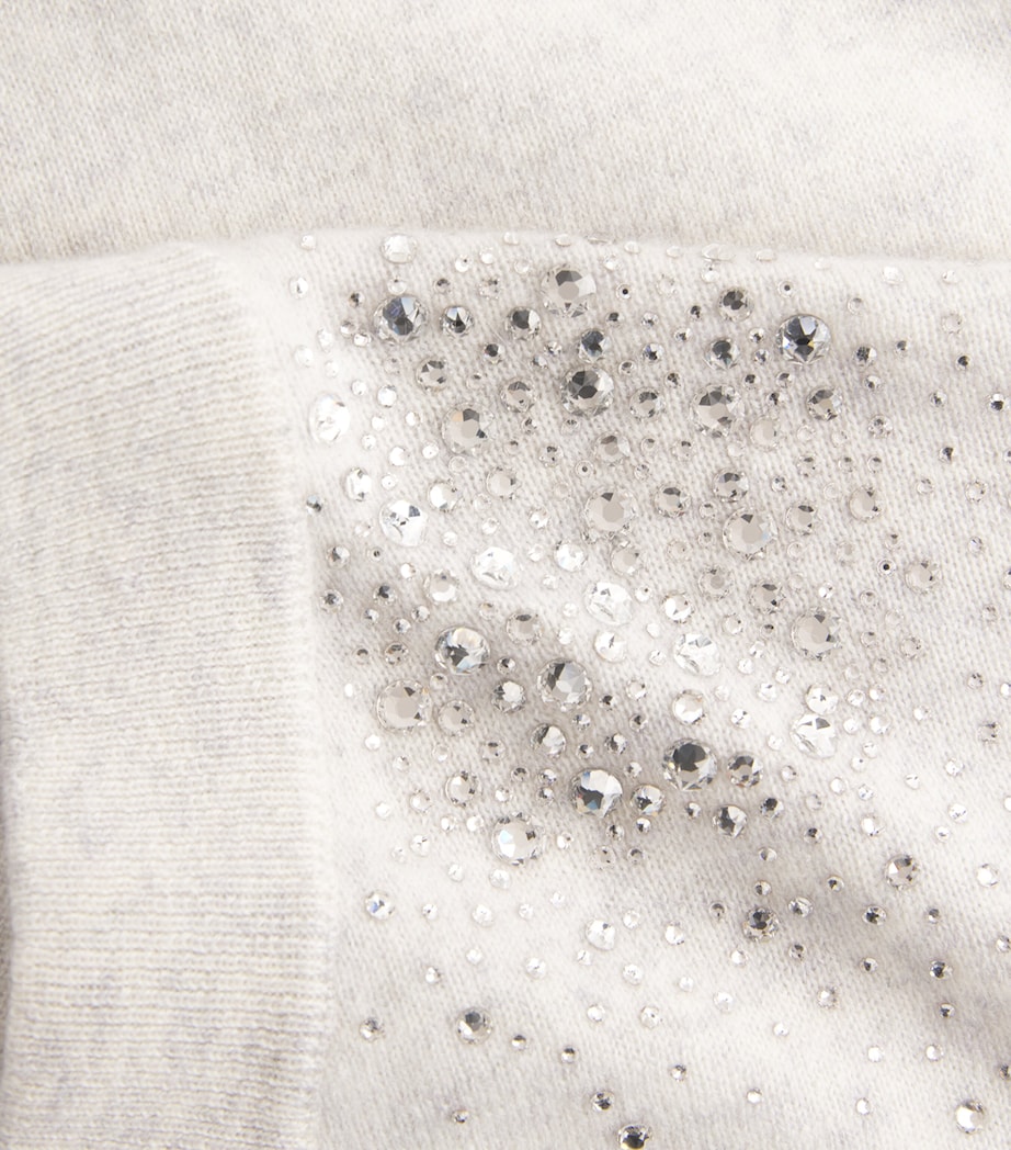 William Sharp Womens Cashmere Crystal-Embellished Sweater Silverhaze Crystal Image 6